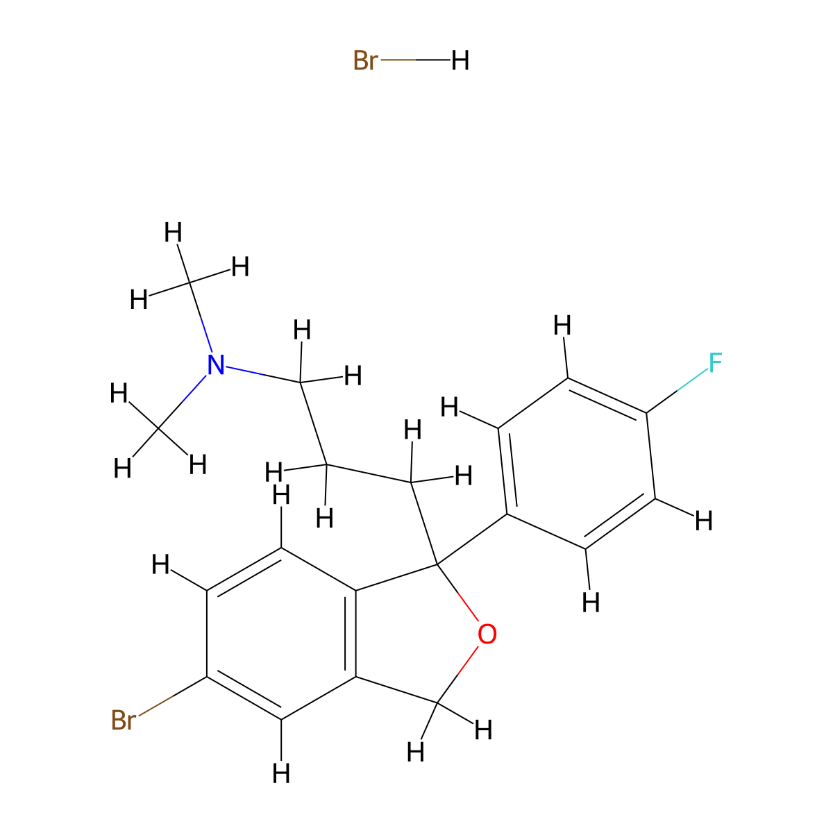 1-(4'-Fluorophenyl)-1-(3-dimethylaminopropyl)-5-bromophthalane hydrobromide molecular structure, CAS 479065-02-6