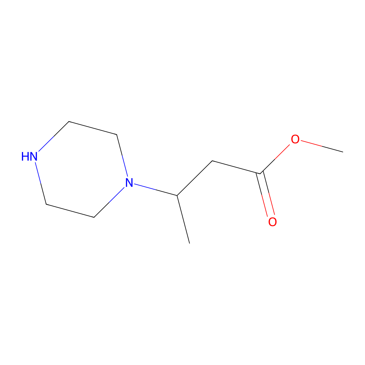 Methyl 3-(piperazin-1-yl)butanoate molecular structure, CAS 479065-32-2