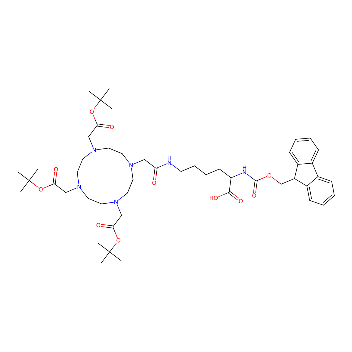 Fmoc-L-Lys-mono-amide-DOTA-tris(t-Bu ester) molecular structure, CAS 479081-06-6