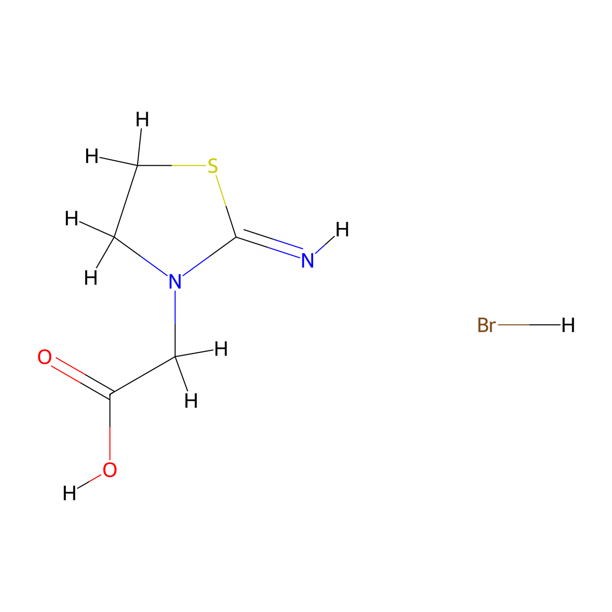 (2-Imino-1,3-thiazolidin-3-yl)acetic acid hydrobromide molecular structure, CAS 479192-80-8