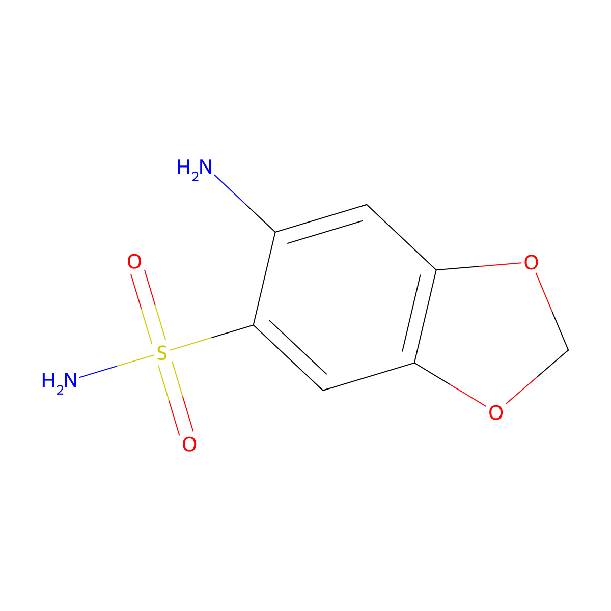 6-Amino-1,3-dioxaindane-5-sulfonamide molecular structure, CAS 4792-03-4