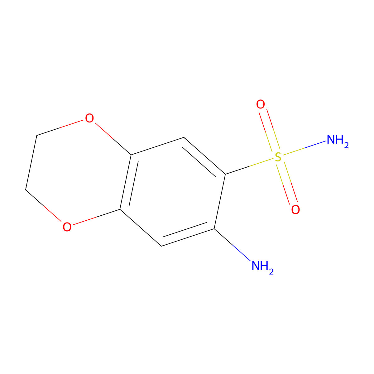 7-Amino-2,3-dihydro-1,4-benzodioxine-6-sulfonamide molecular structure, CAS 4792-06-7