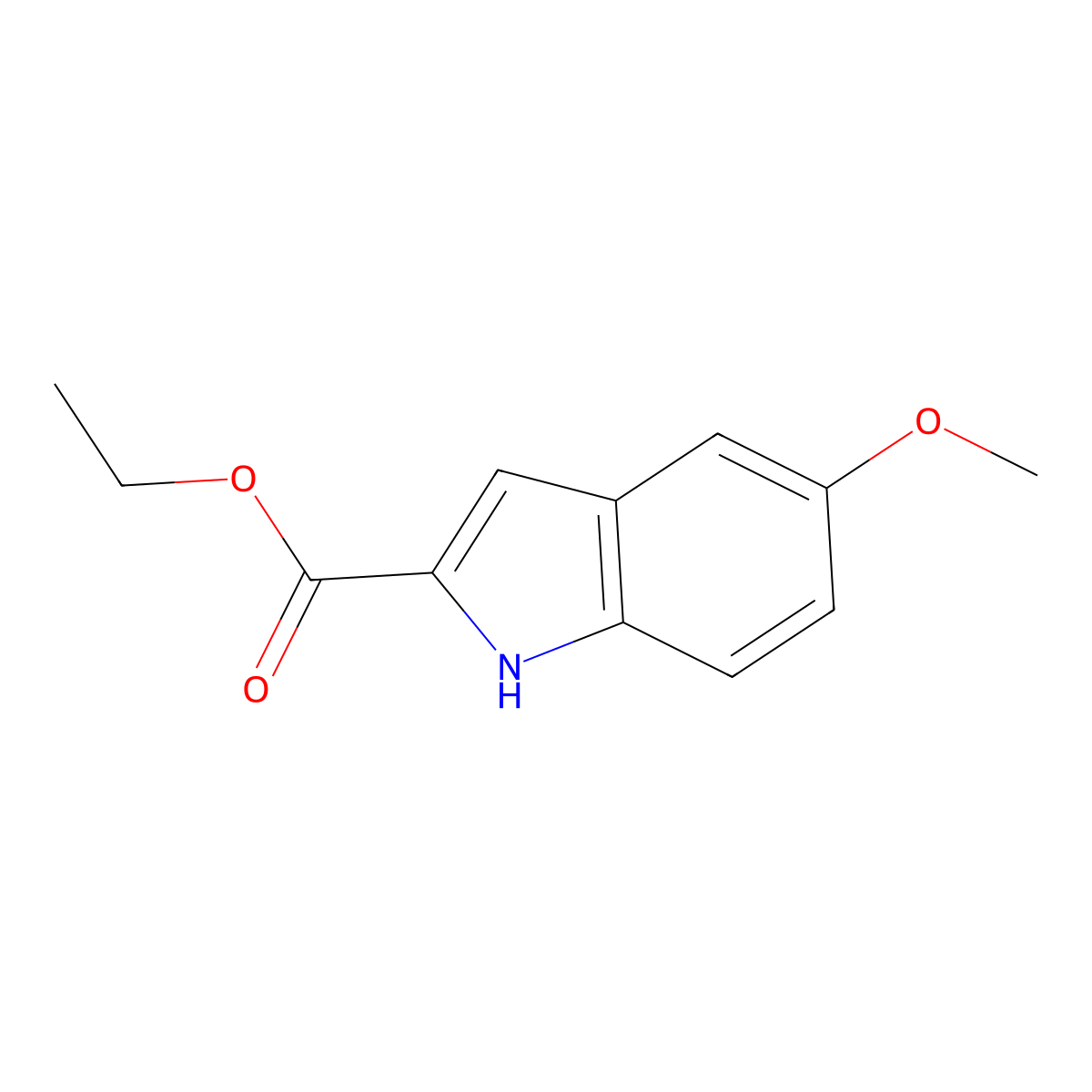 Ethyl 5-methoxyindole-2-carboxylate molecular structure, CAS 4792-58-9