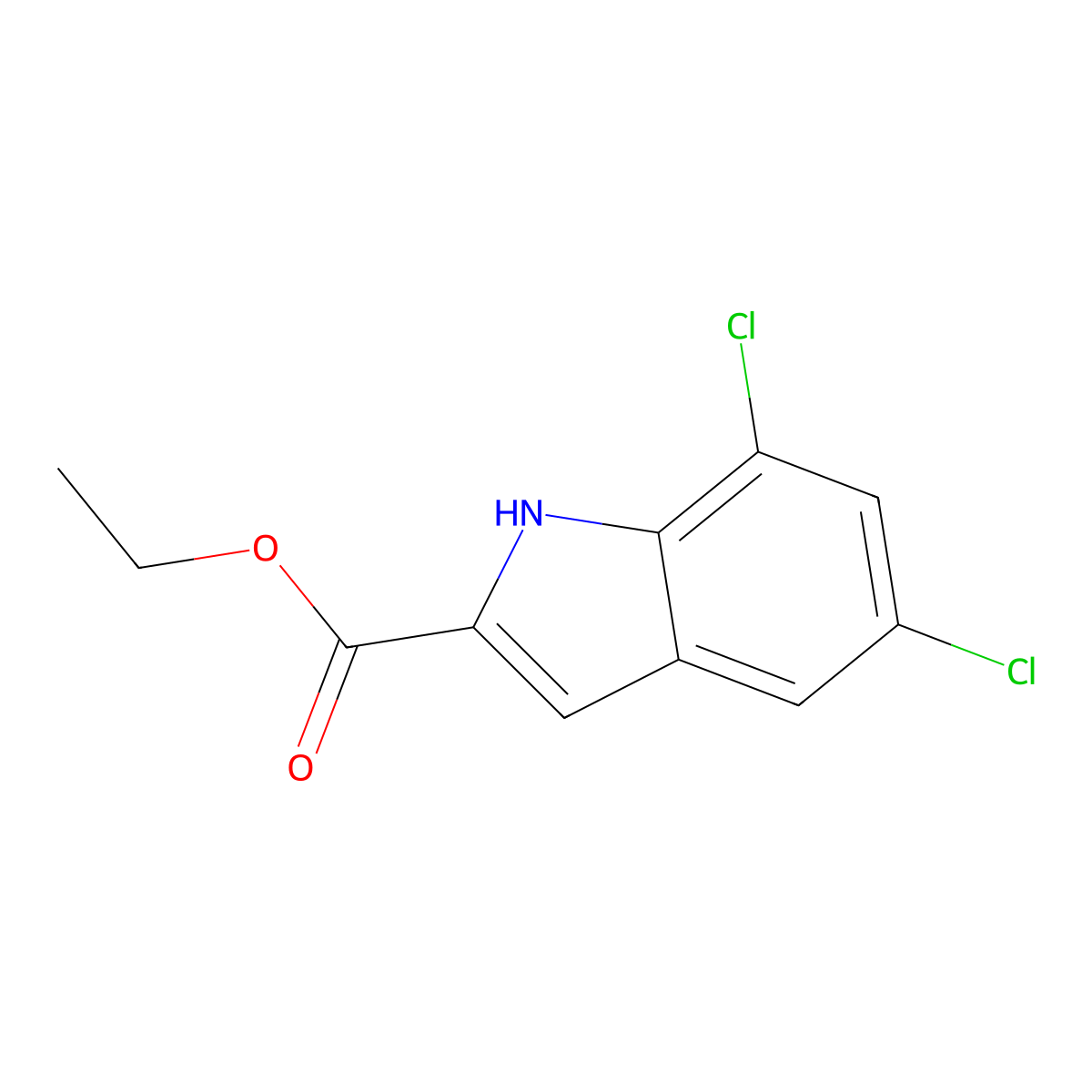 ethyl 5,7-dichloro-1H-indole-2-carboxylate molecular structure, CAS 4792-70-5