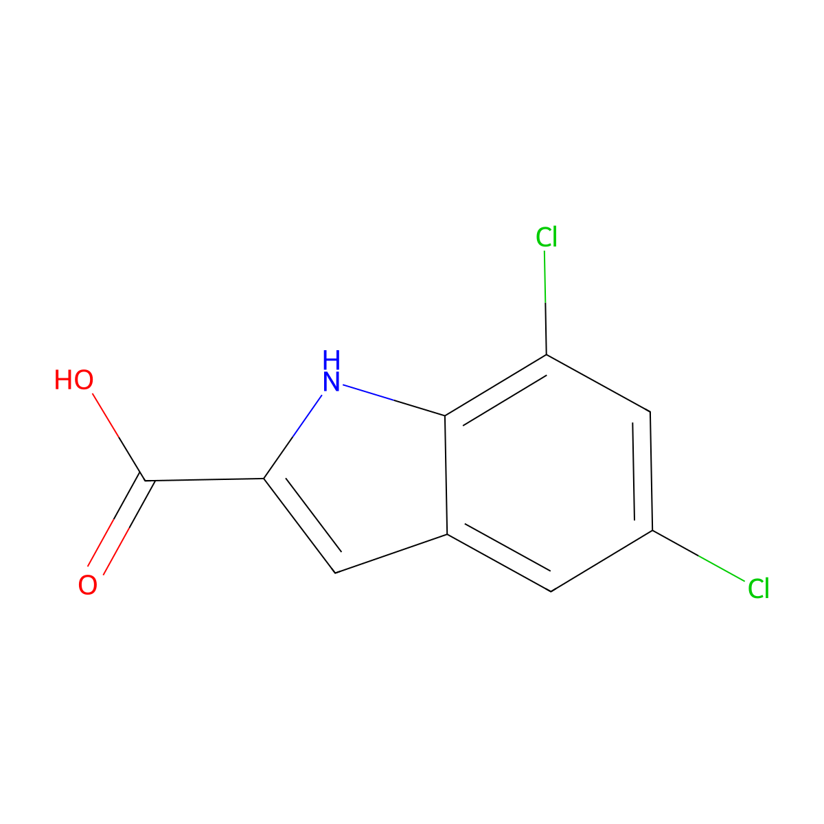 5,7-dichloro-1H-indole-2-carboxylic acid molecular structure, CAS 4792-71-6