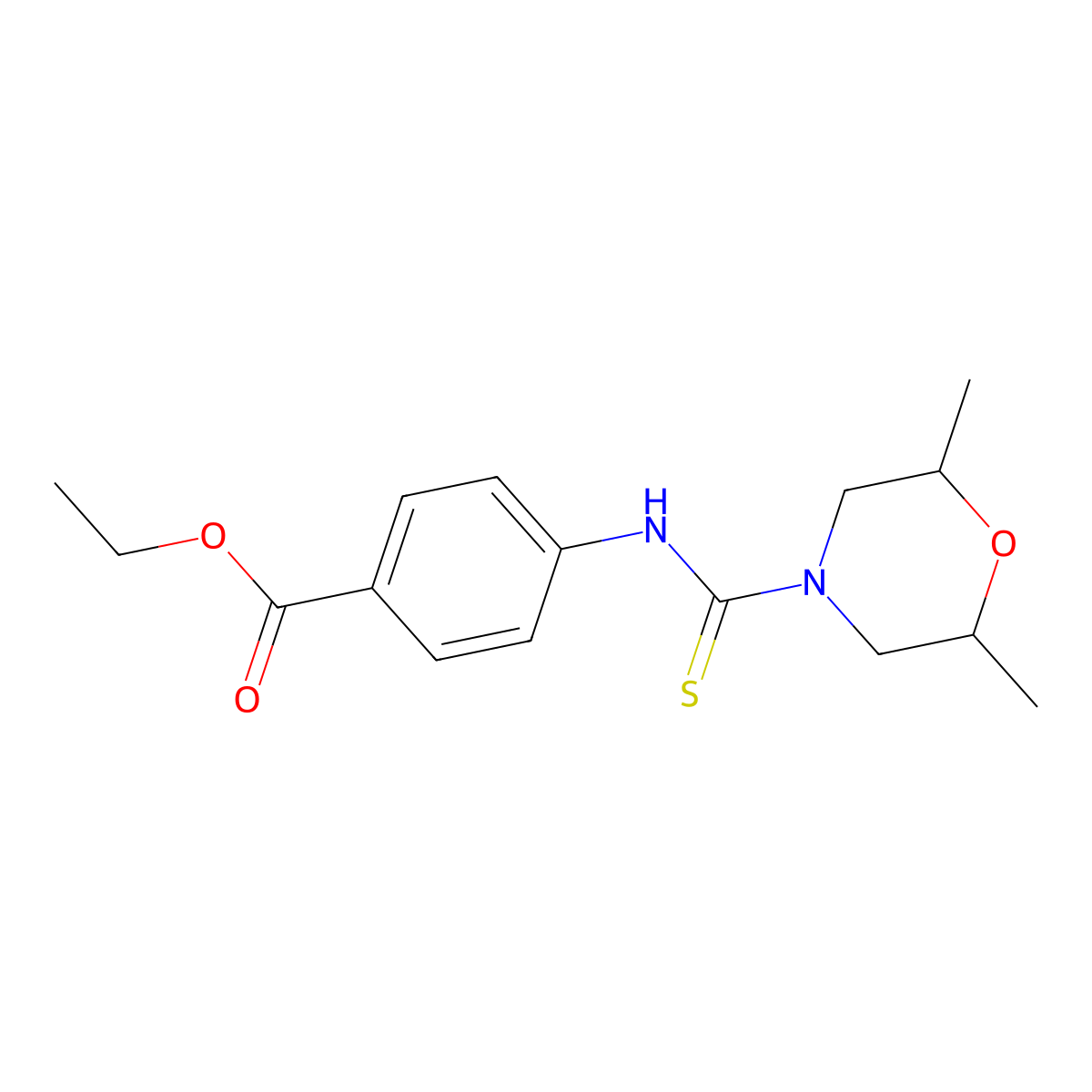 Ethyl 4-{[(2,6-dimethylmorpholin-4-yl)thioxomethyl]amino}benzoate molecular structure, CAS 479217-86-2