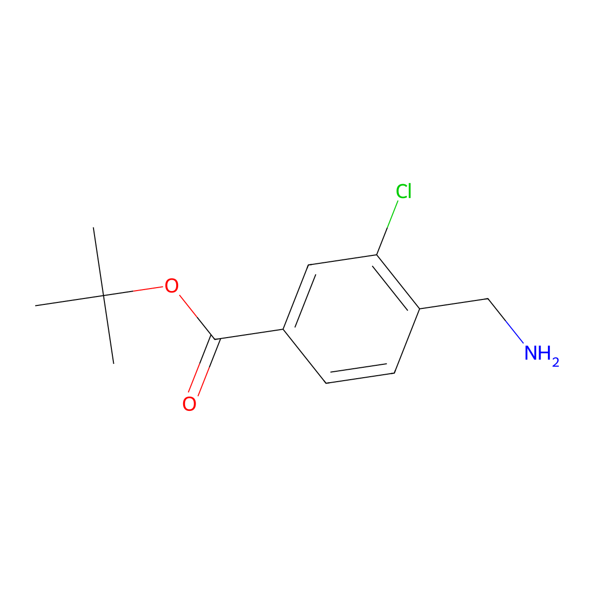 Tert-butyl 4-(aminomethyl)-3-chlorobenzoate molecular structure, CAS 479232-49-0