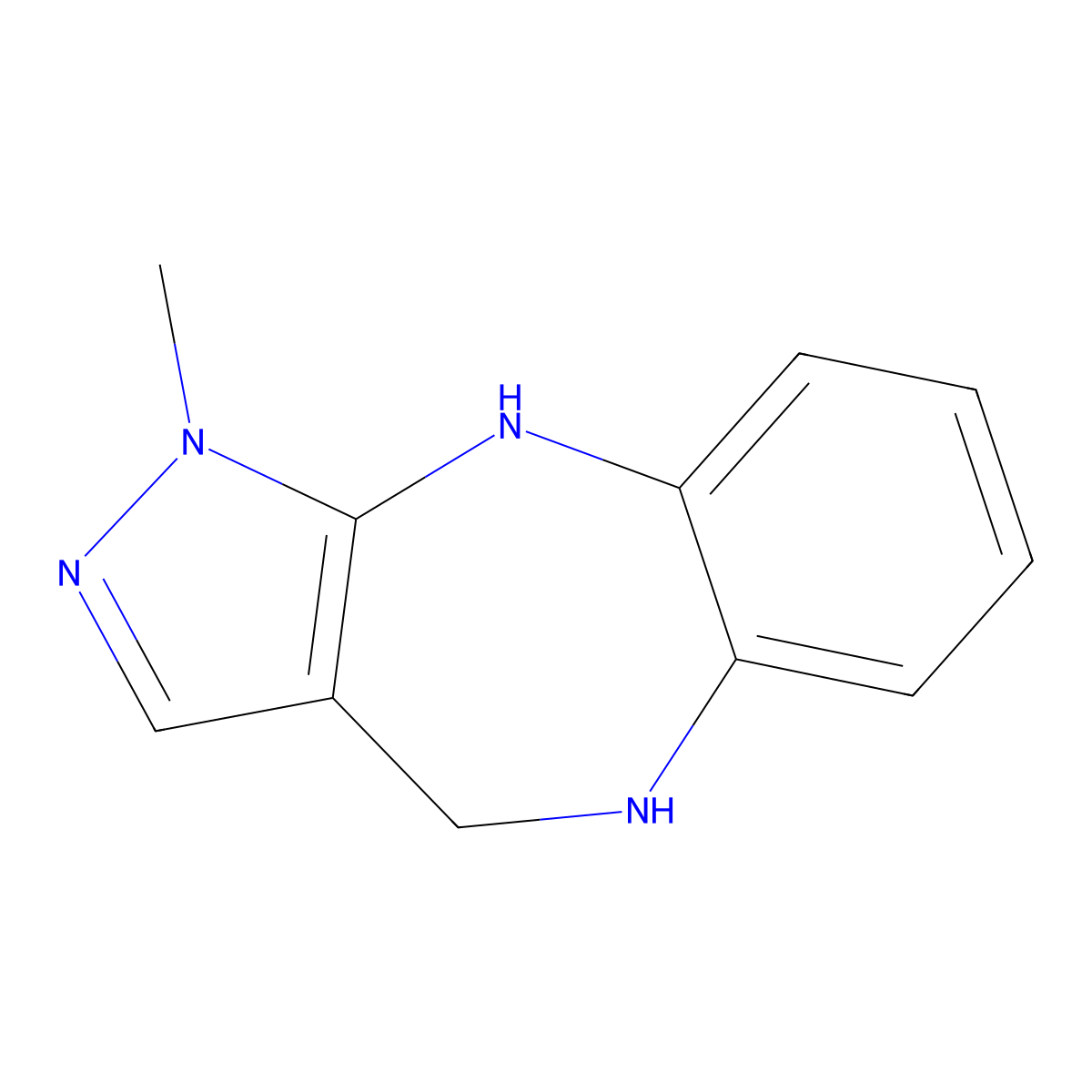 1-Methyl-1,4,5,10-tetrahydrobenzo[b]pyrazolo[3,4-e][1,4]diazepine molecular structure, CAS 479234-83-8