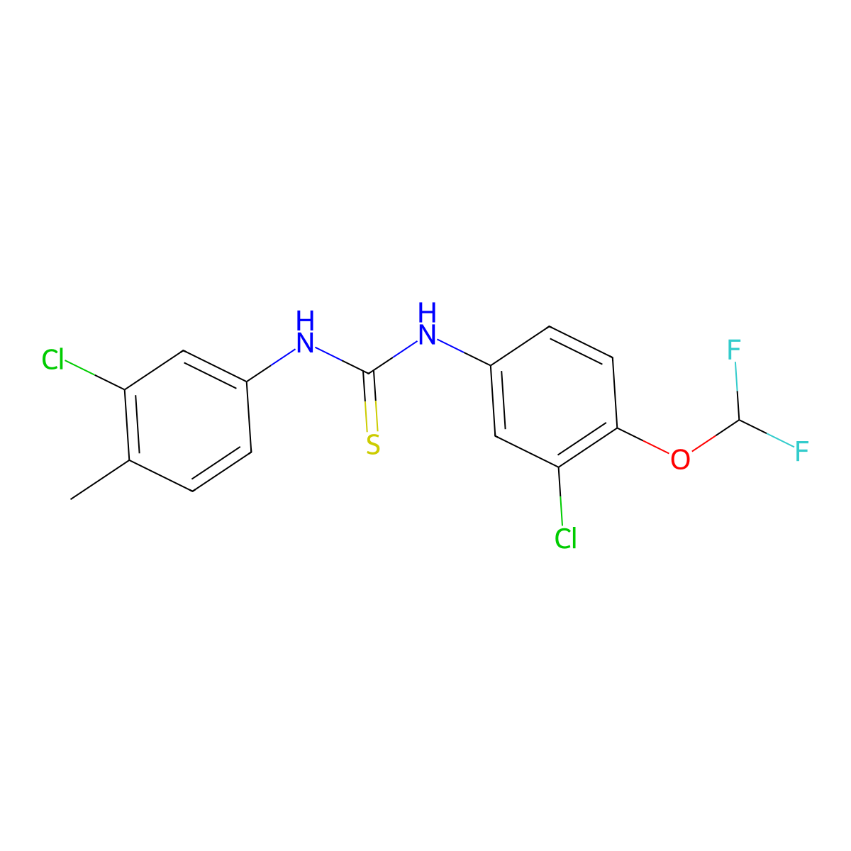 N-[3-chloro-4-(difluoromethoxy)phenyl]-N'-(3-chloro-4-methylphenyl)thiourea molecular structure, CAS 479244-91-2