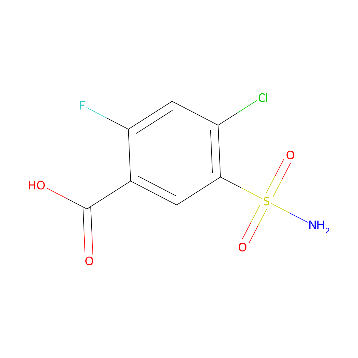 4-Chloro-2-fluoro-5-sulfamoylbenzoic acid molecular structure, CAS 4793-22-0