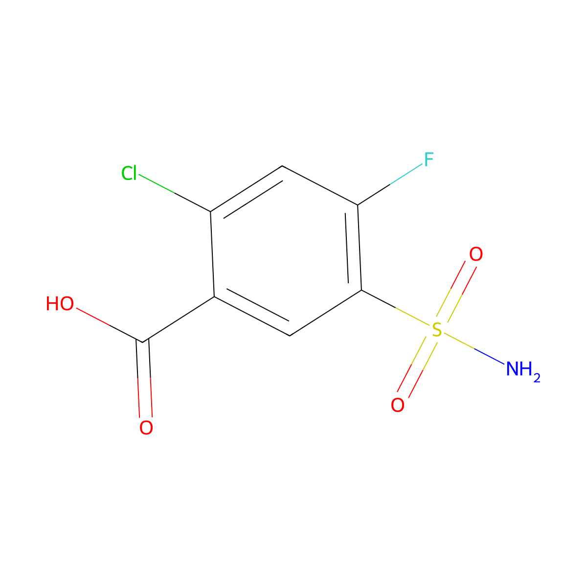 2-Chloro-4-fluoro-5-sulfamoylbenzoic acid molecular structure, CAS 4793-24-2
