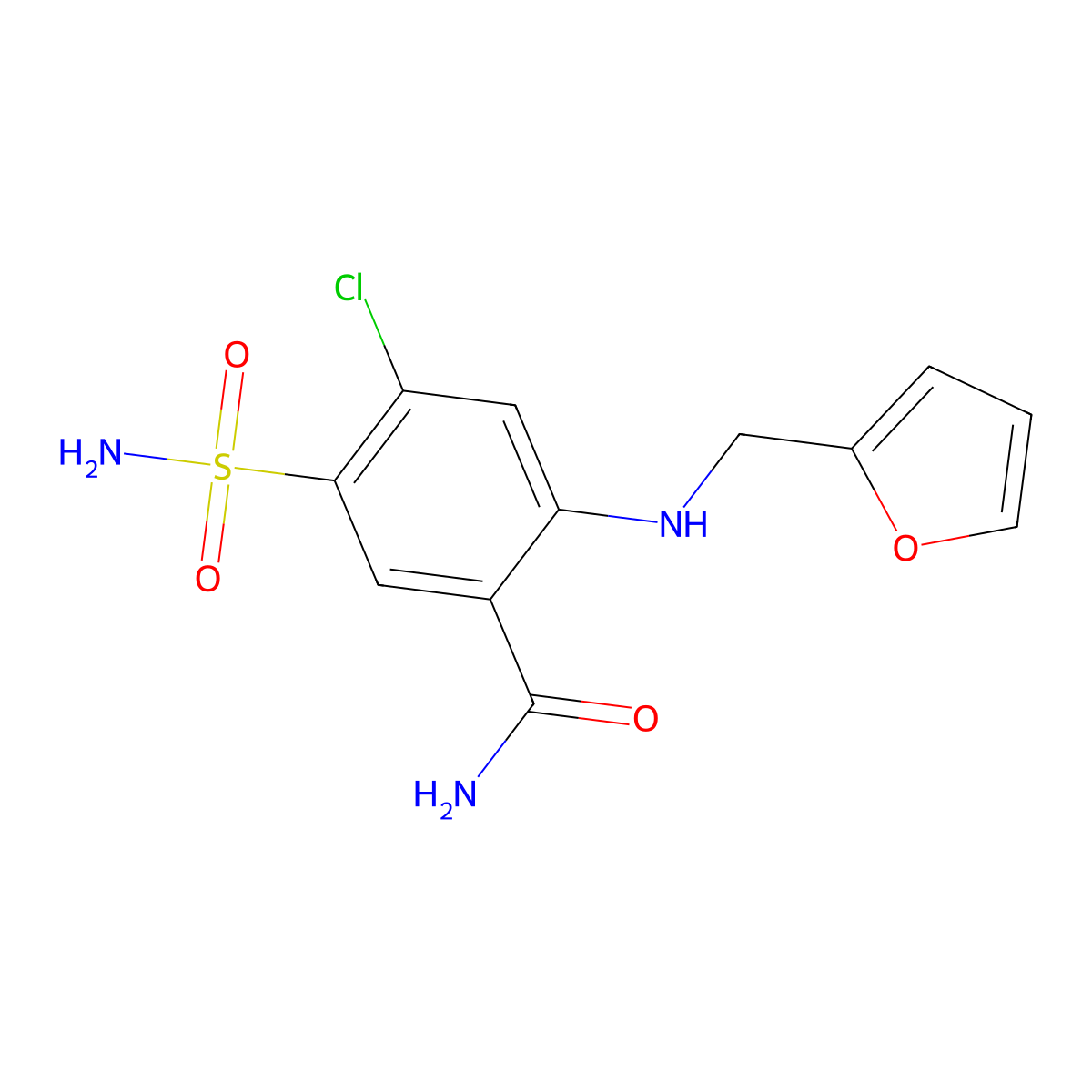 4-Chloro-2-furfurylamino-5-sulfamoyl-benzamide molecular structure, CAS 4793-47-9
