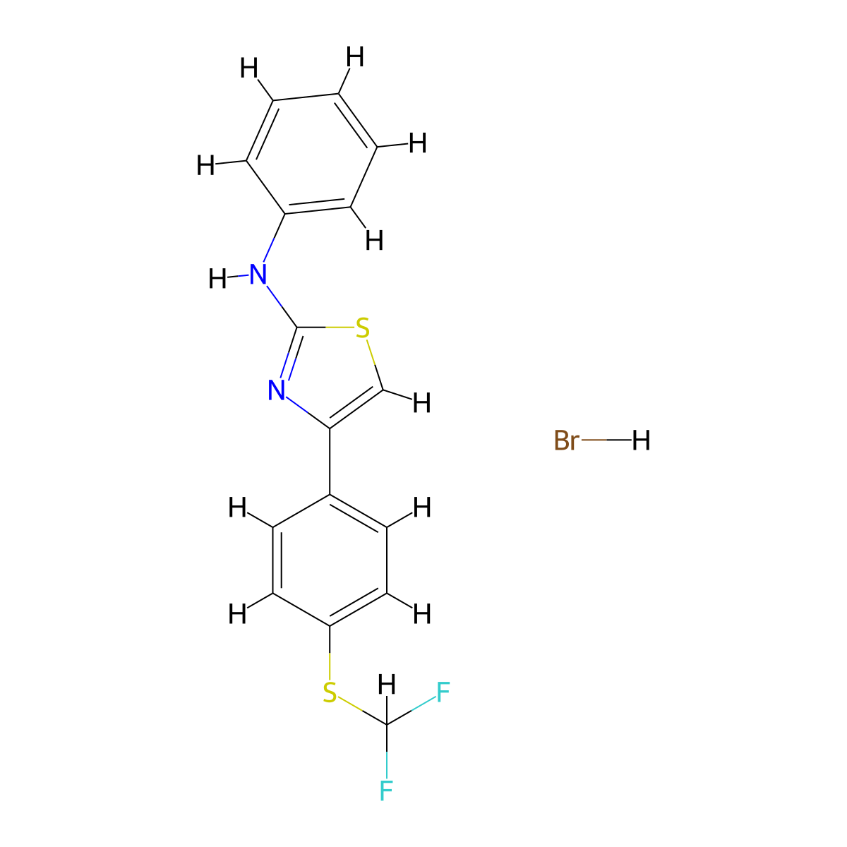 4-(4-((difluoromethyl)thio)phenyl)-N-phenylthiazol-2-amine hydrobromide molecular structure, CAS 479351-04-7