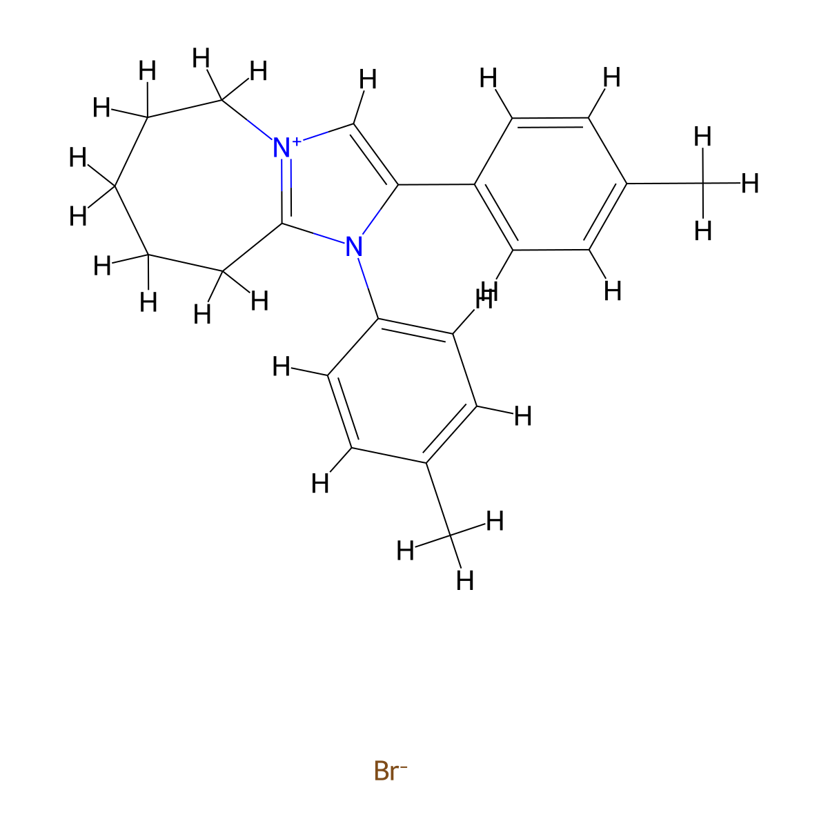 1,2-di-p-tolyl-6,7,8,9-tetrahydro-5H-imidazo[1,2-a]azepin-1-ium bromide molecular structure, CAS 479351-10-5