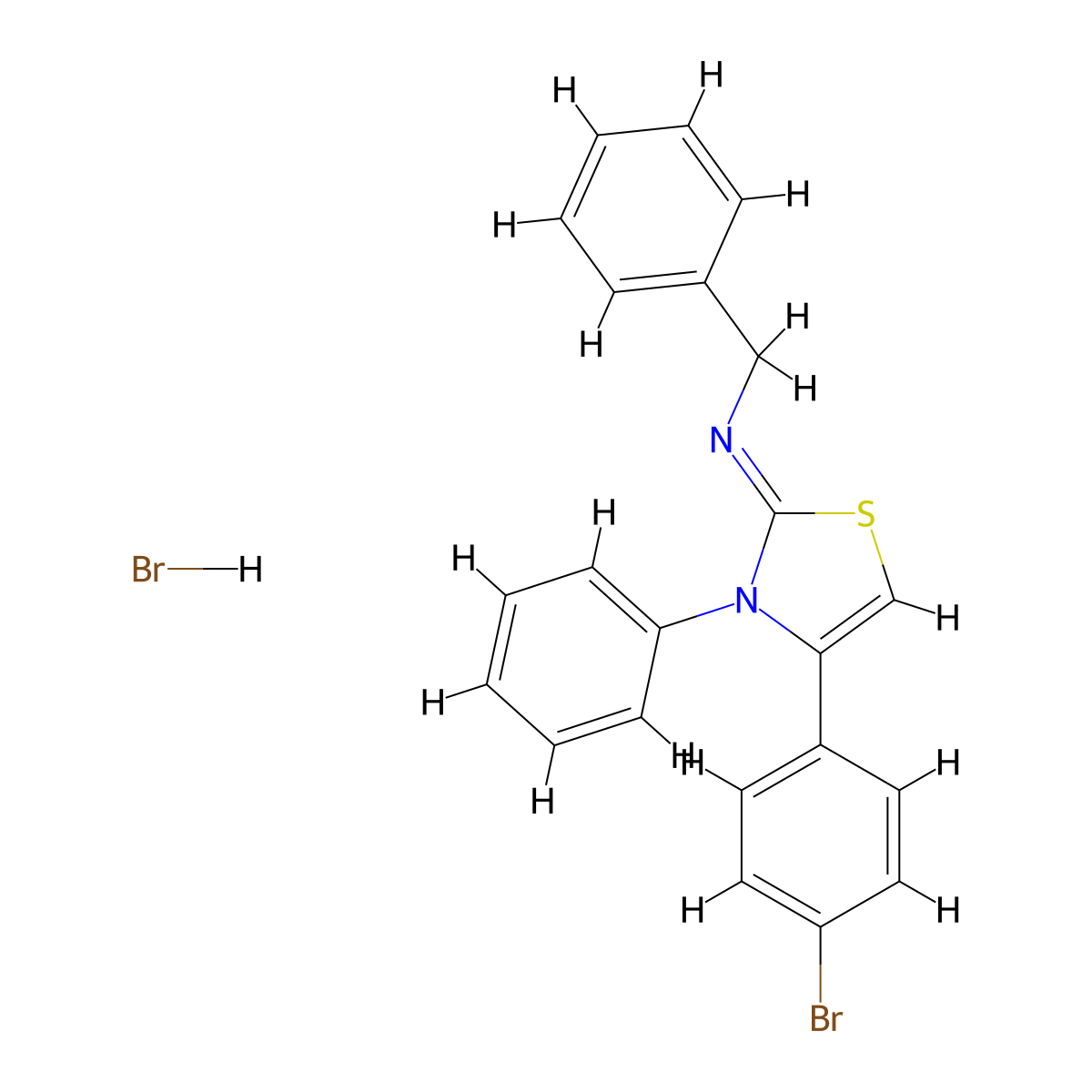 (Z)-N-(4-(4-bromophenyl)-3-phenylthiazol-2(3H)-ylidene)-1-phenylmethanamine hydrobromide molecular structure, CAS 479351-24-1