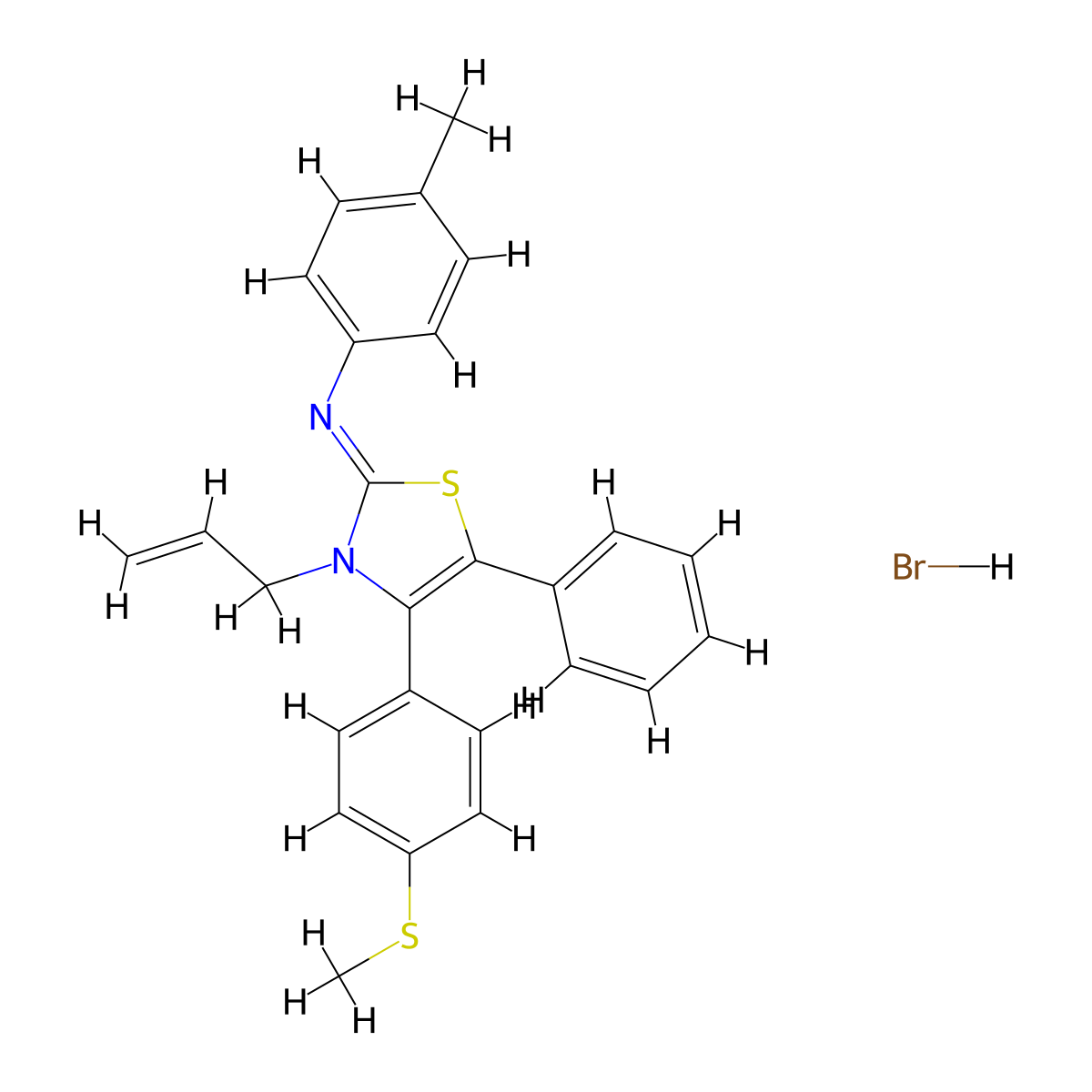(E)-N-(3-allyl-4-(4-(methylthio)phenyl)-5-phenylthiazol-2(3H)-ylidene)-4-methylaniline hydrobromide molecular structure, CAS 479351-86-5