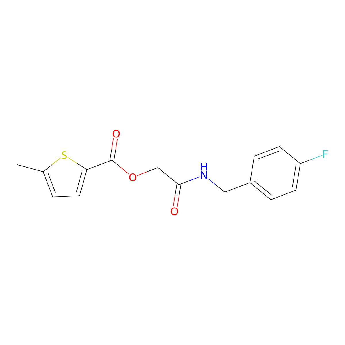 [2-[(4-Fluorophenyl)methylamino]-2-oxoethyl] 5-methylthiophene-2-carboxylate molecular structure, CAS 479360-29-7