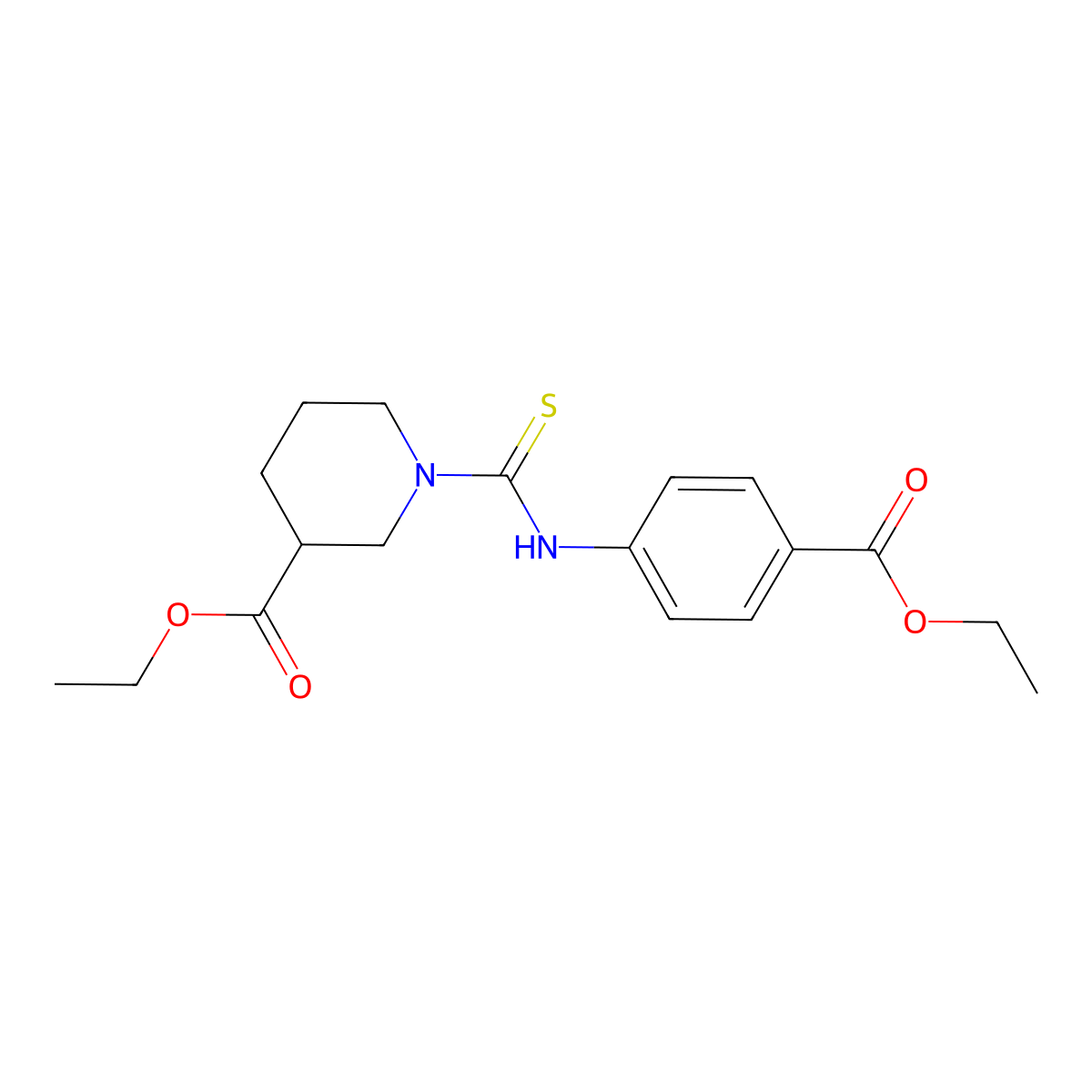 Ethyl 1-{[4-(ethoxycarbonyl)phenyl]carbamothioyl}piperidine-3-carboxylate molecular structure, CAS 479387-67-2