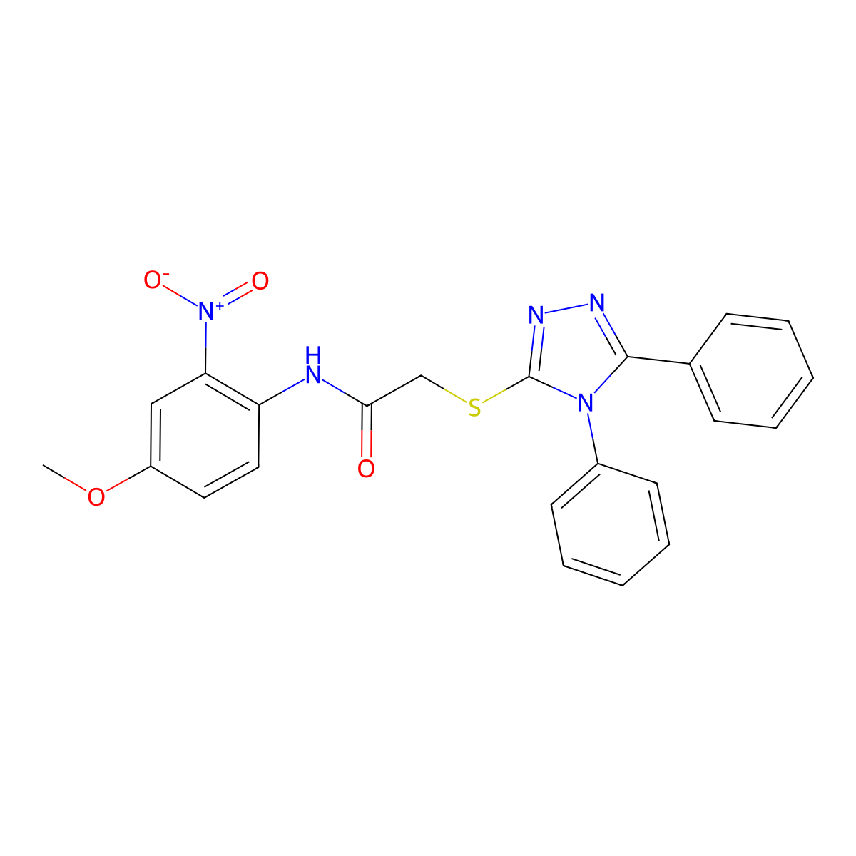 2-[(4,5-diphenyl-1,2,4-triazol-3-yl)sulfanyl]-N-(4-methoxy-2-nitrophenyl)acetamide molecular structure, CAS 479396-22-0