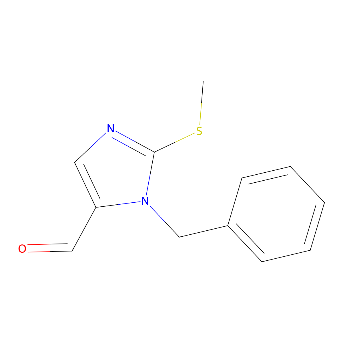 1-benzyl-2-(methylsulfanyl)-1H-imidazole-5-carbaldehyde molecular structure, CAS 479400-30-1