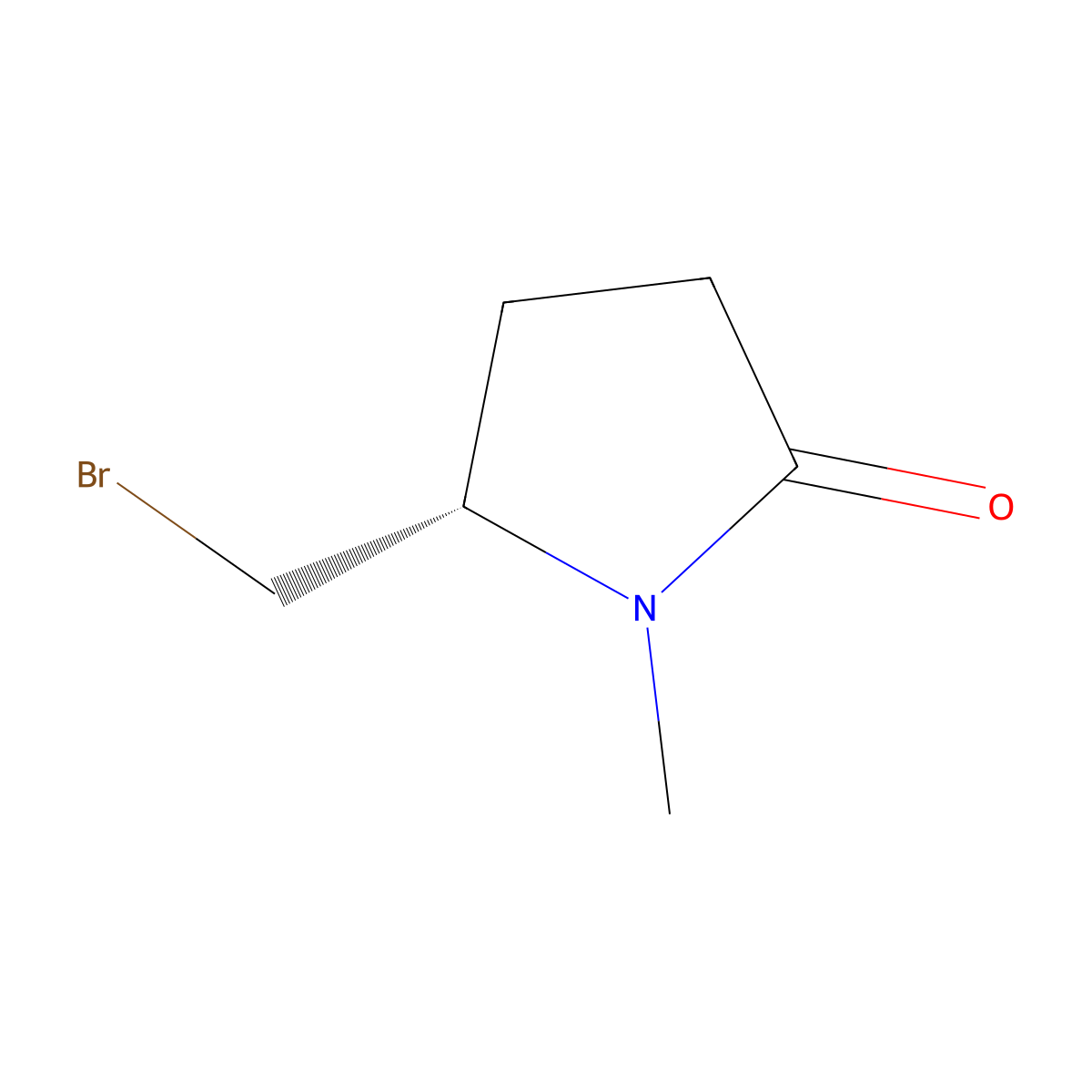 (5S)-5-(bromomethyl)-1-methylpyrrolidin-2-one molecular structure, CAS 479411-59-1