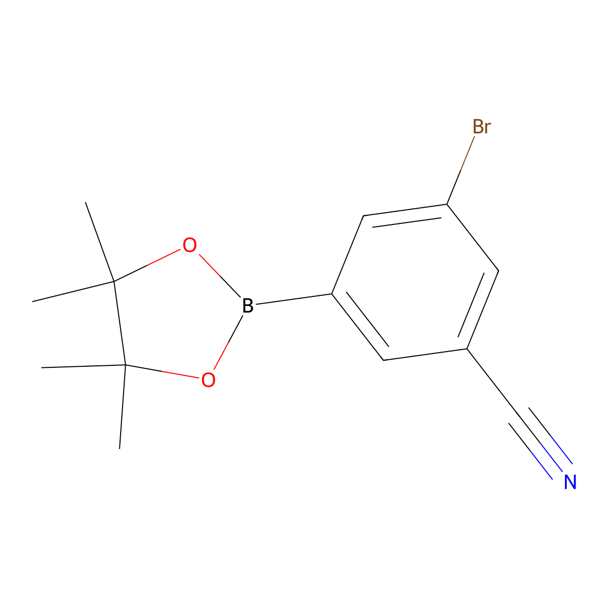 3-Bromo-5-(4,4,5,5-tetramethyl-1,3,2-dioxaborolan-2-yl)benzonitrile molecular structure, CAS 479411-96-6