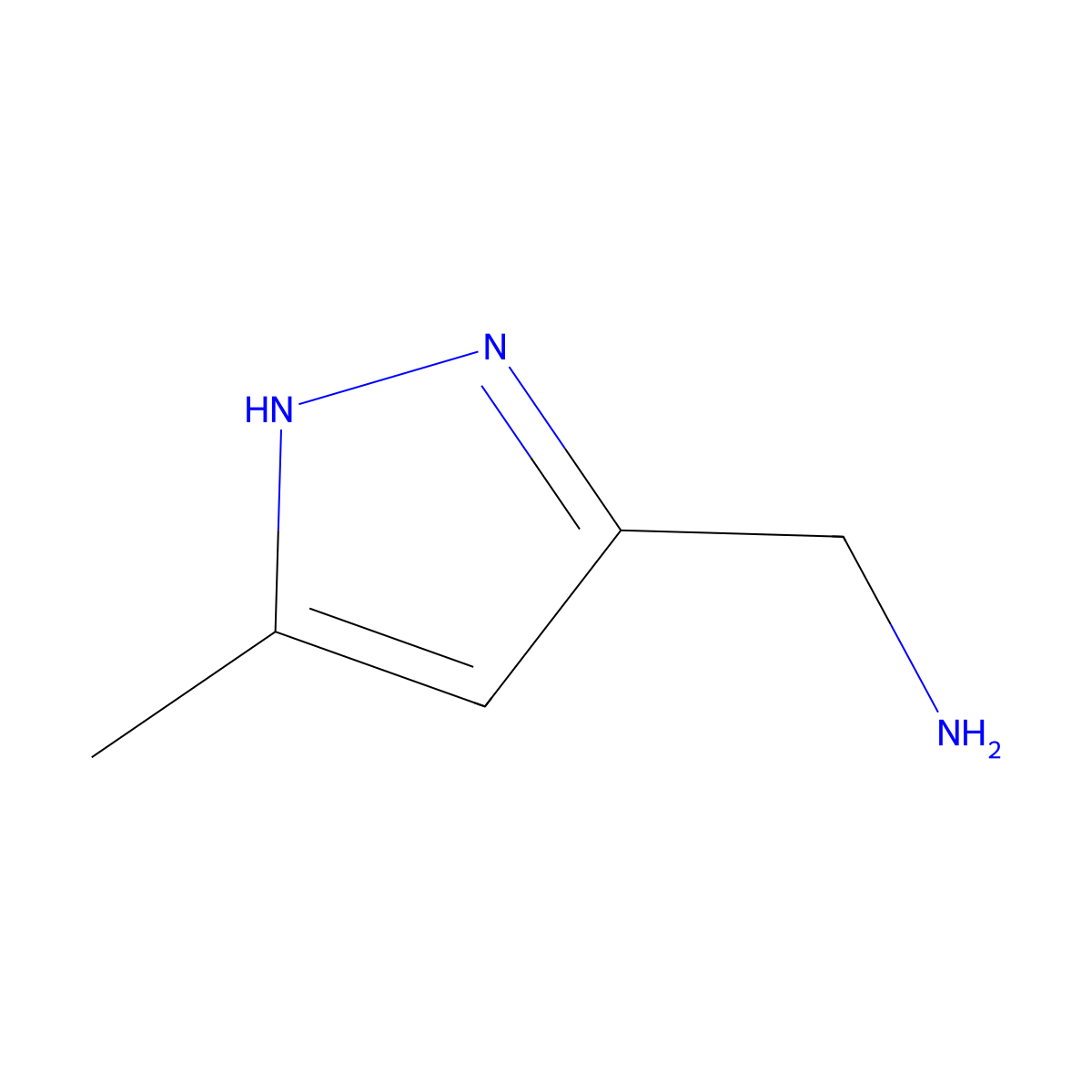 (3-methyl-1H-pyrazol-5-yl)methanamine molecular structure, CAS 479500-37-3