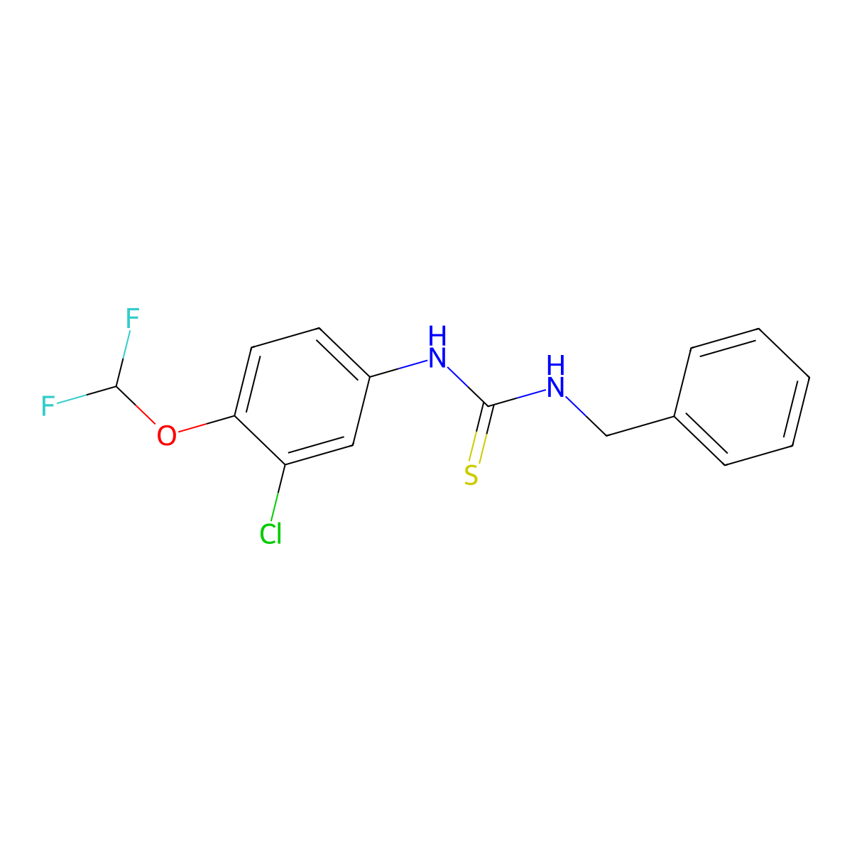 N-benzyl-N'-[3-chloro-4-(difluoromethoxy)phenyl]thiourea molecular structure, CAS 479512-08-8
