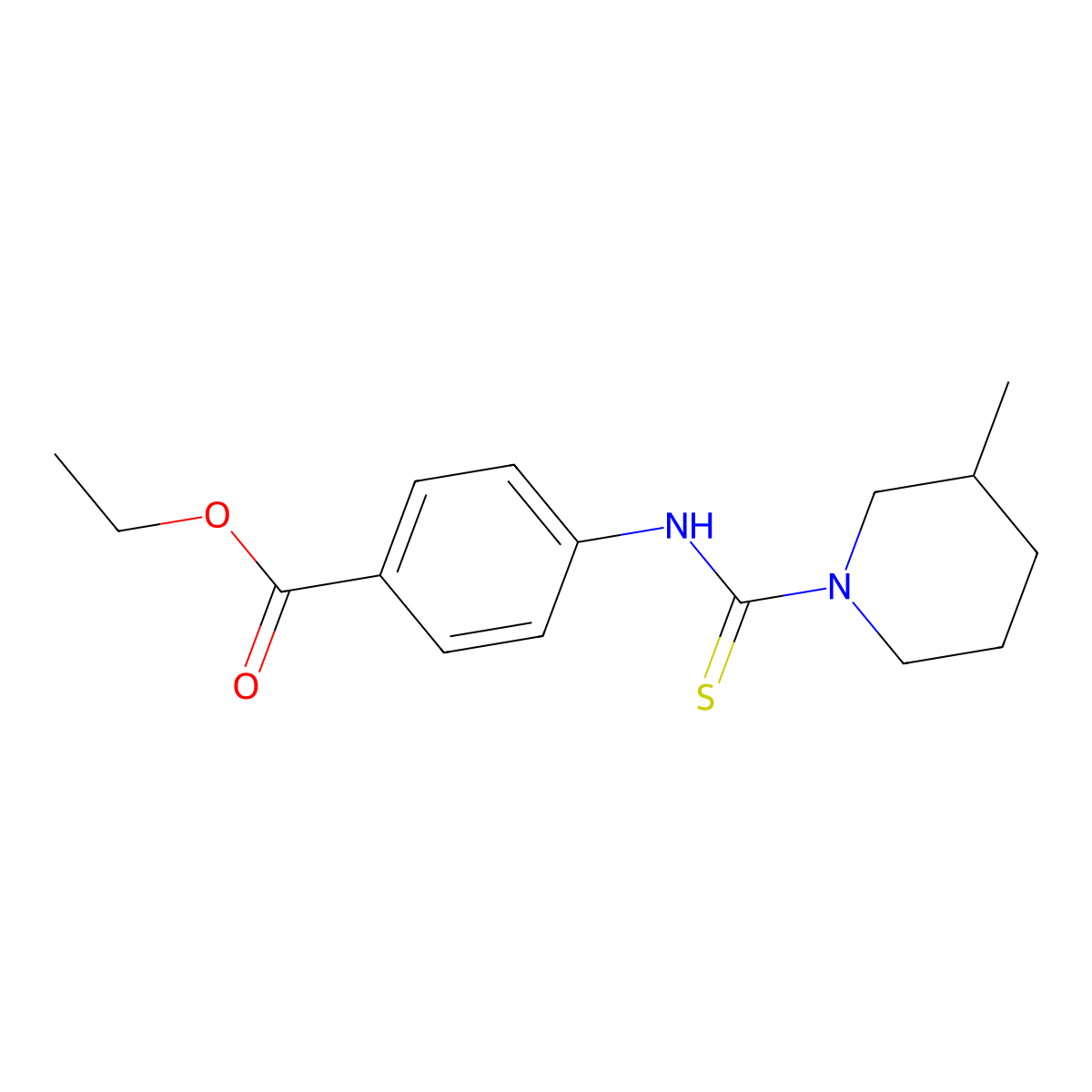 Ethyl 4-[(3-methylpiperidine-1-carbothioyl)amino]benzoate molecular structure, CAS 479514-42-6