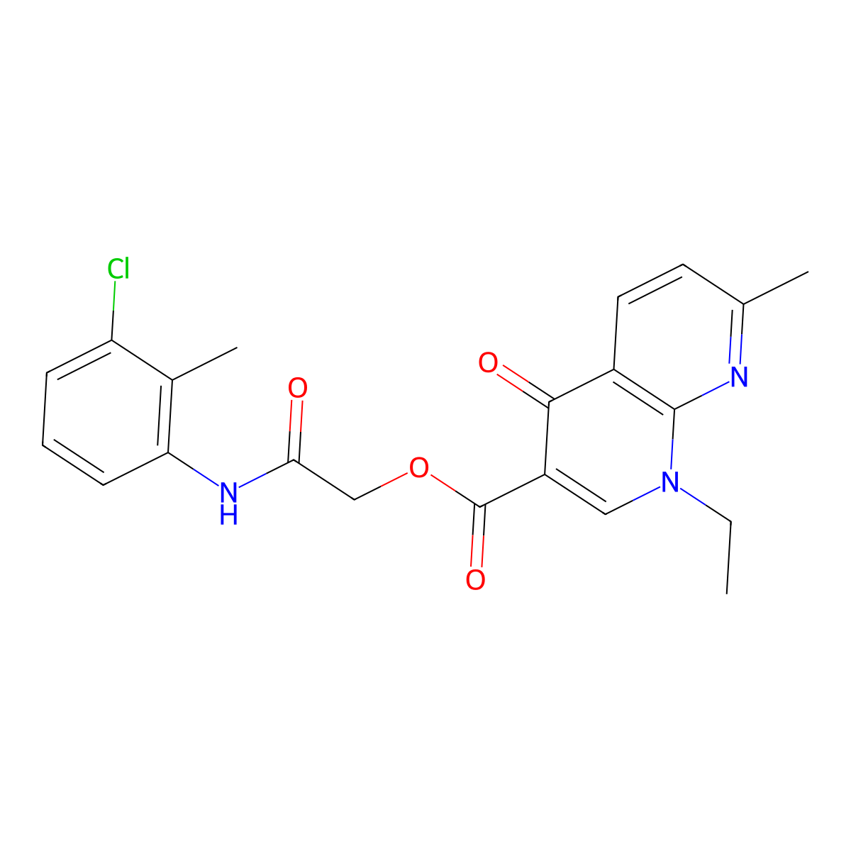 [(3-Chloro-2-methylphenyl)carbamoyl]methyl 1-ethyl-7-methyl-4-oxo-1,4-dihydro-1,8-naphthyridine-3-carboxylate molecular structure, CAS 479523-72-3