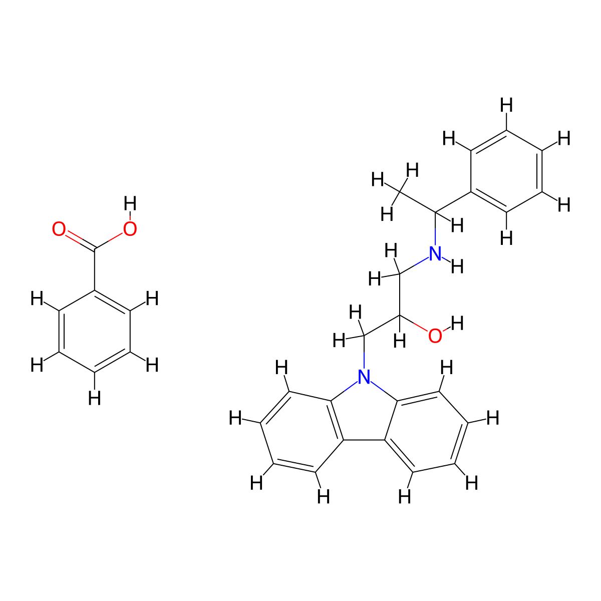 1-(9H-carbazol-9-yl)-3-((1-phenylethyl)amino)propan-2-ol benzoate molecular structure, CAS 479542-50-2
