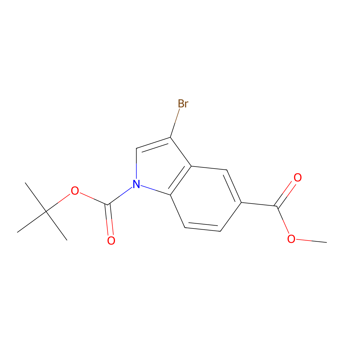 1-(Tert-butyl) 5-methyl 3-bromo-1H-indole-1,5-dicarboxylate molecular structure, CAS 479552-82-4