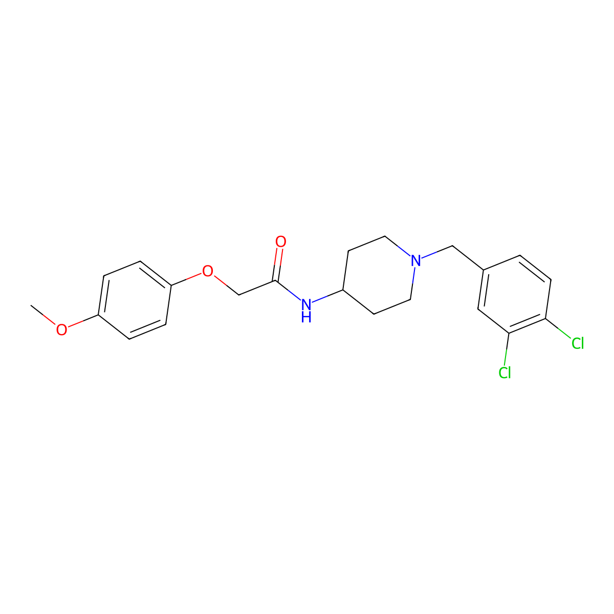 N-{1-[(3,4-dichlorophenyl)methyl]piperidin-4-yl}-2-(4-methoxyphenoxy)acetamide molecular structure, CAS 479556-00-8