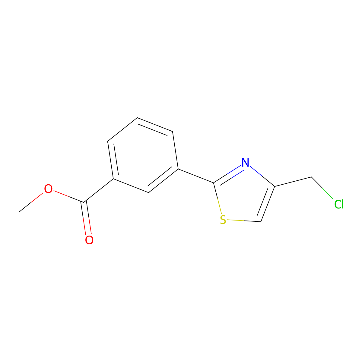 Methyl 3-[4-(chloromethyl)-1,3-thiazol-2-yl]benzoate molecular structure, CAS 479578-92-2