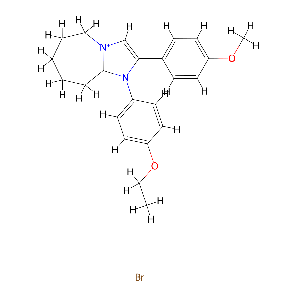 1-(4-ethoxyphenyl)-2-(4-methoxyphenyl)-6,7,8,9-tetrahydro-5H-imidazo[1,2-a]azepin-1-ium bromide molecular structure, CAS 479581-01-6