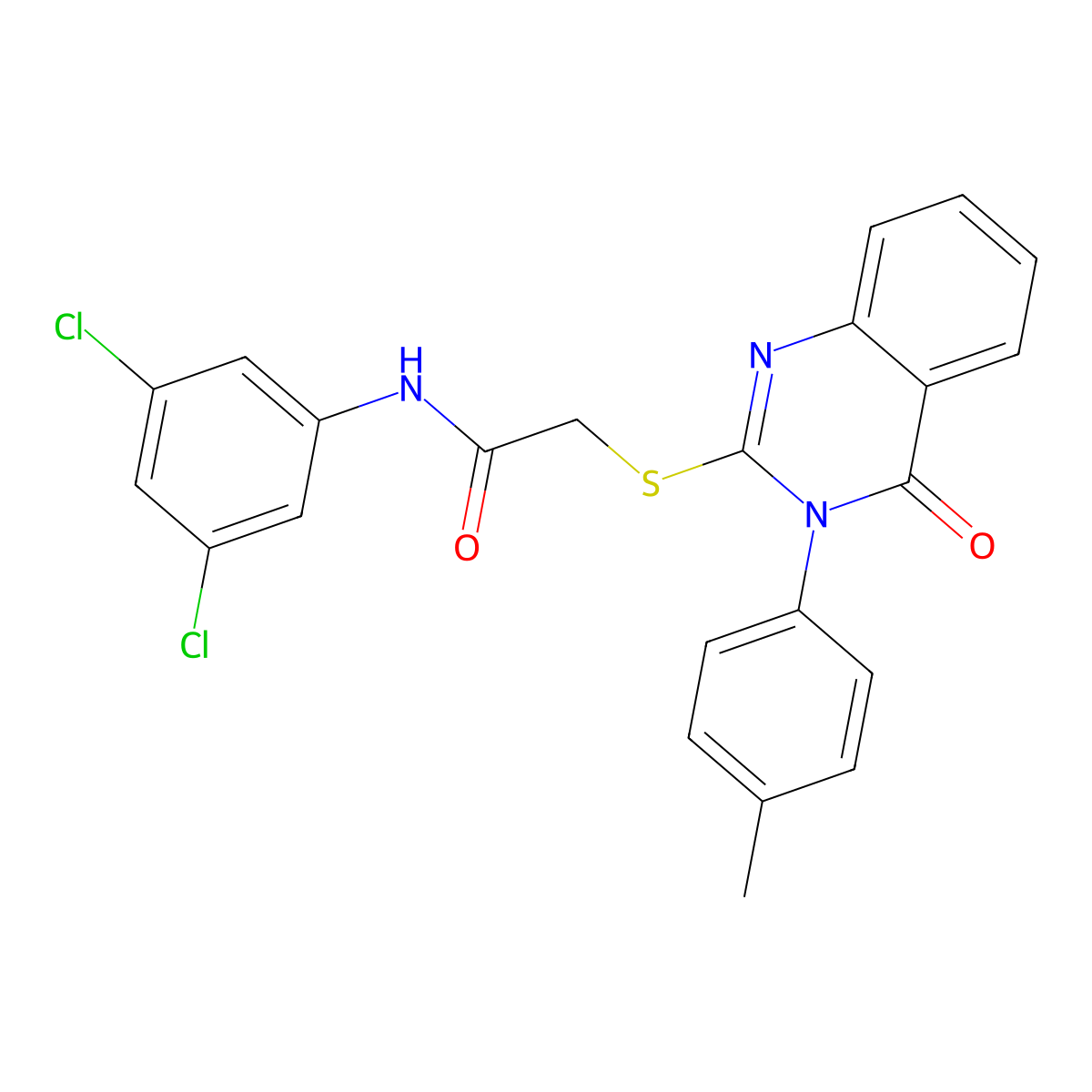 N-(3,5-DI-CL-PH)-2-((3-(4-ME-PH)-4-Oxo-3,4-dihydro-2-quinazolinyl)thio)acetamide molecular structure, CAS 479597-70-1