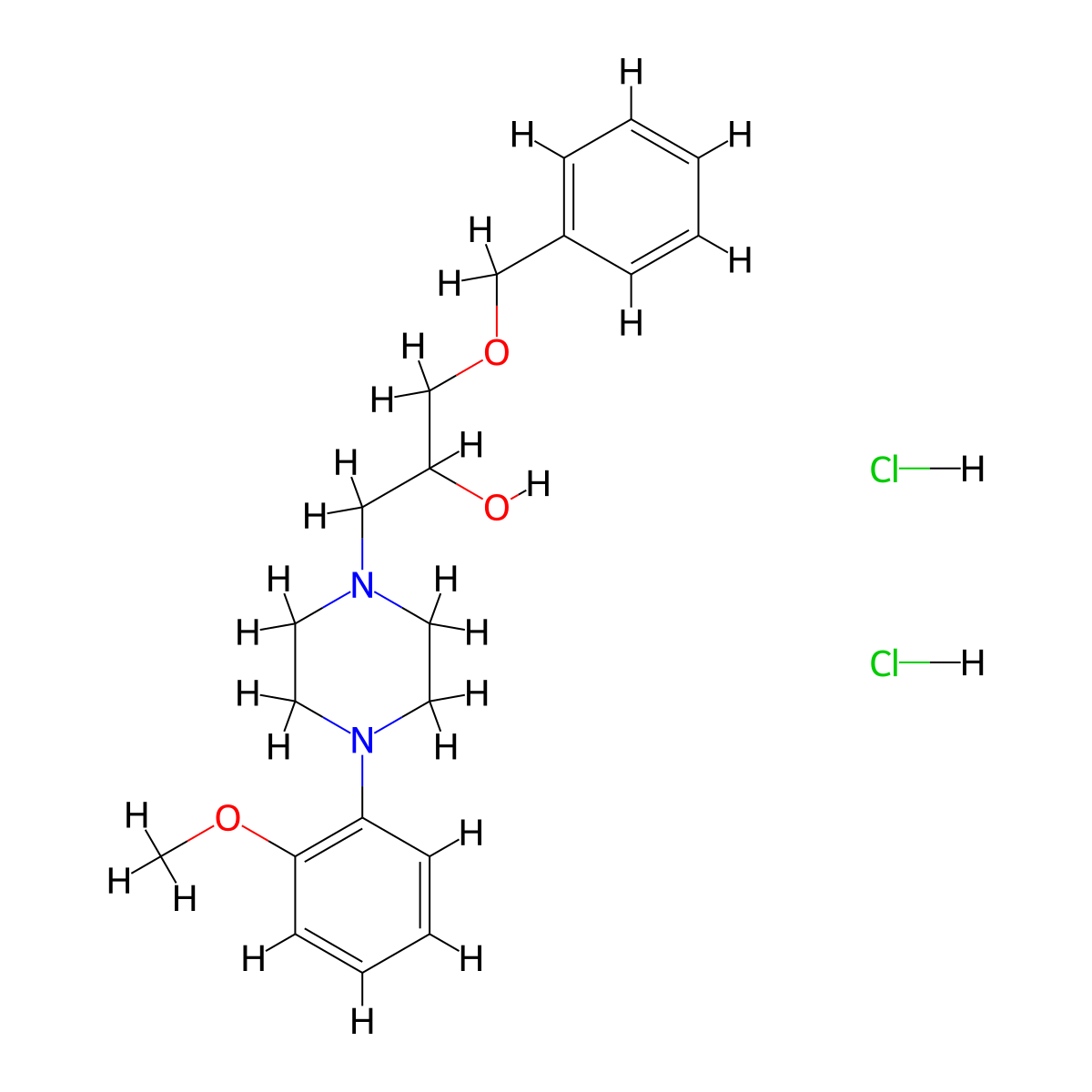 1-(Benzyloxy)-3-(4-(2-methoxyphenyl)piperazin-1-yl)propan-2-ol dihydrochloride molecular structure, CAS 479625-12-2