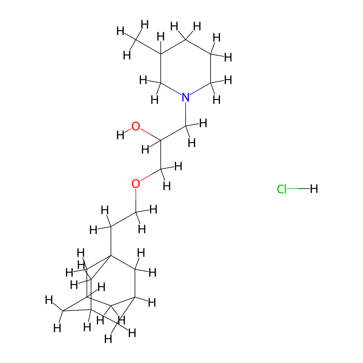 1-[2-(Adamantan-1-yl)ethoxy]-3-(3-methylpiperidin-1-yl)propan-2-ol hydrochloride molecular structure, CAS 479628-38-1