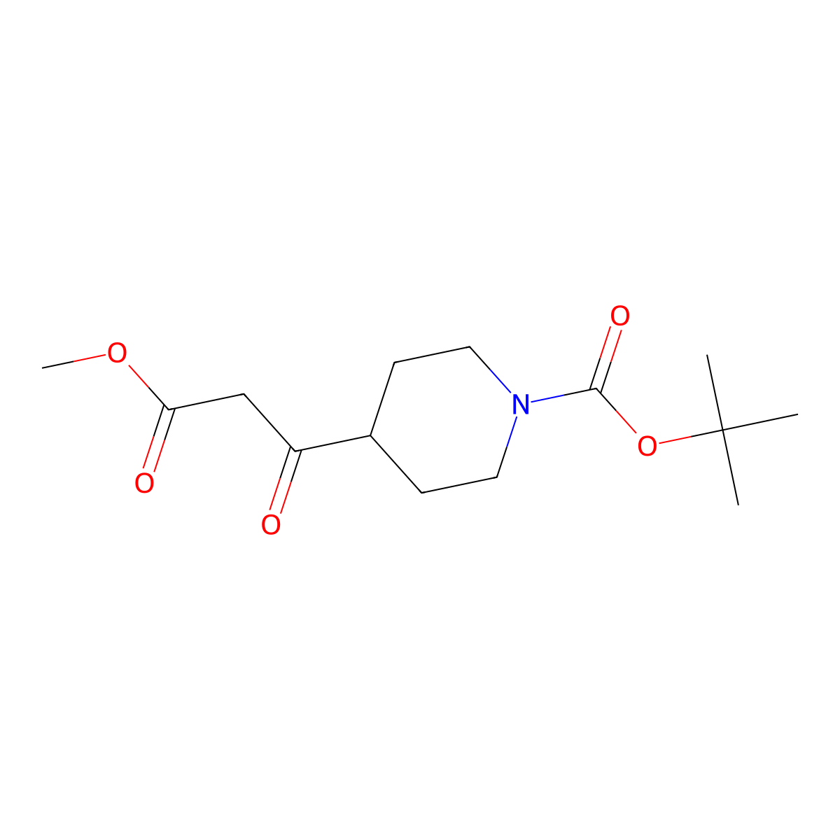1-Boc-beta-oxo-4-piperidinepropanoic acid methyl ester molecular structure, CAS 479630-02-9