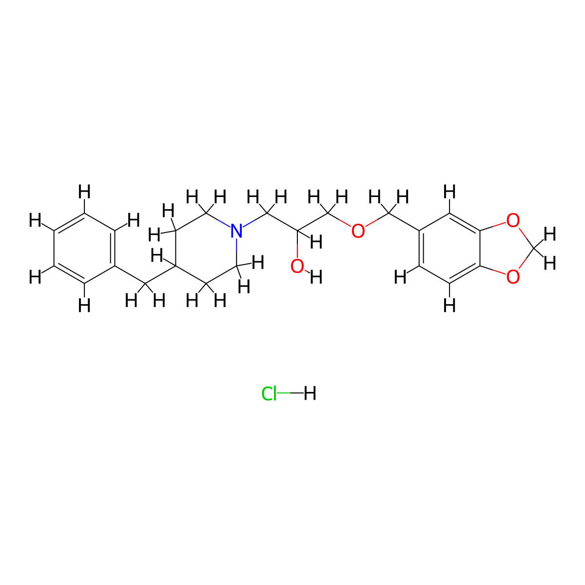 1-(Benzo[d][1,3]dioxol-5-ylmethoxy)-3-(4-benzylpiperidin-1-yl)propan-2-ol hydrochloride molecular structure, CAS 479633-16-4