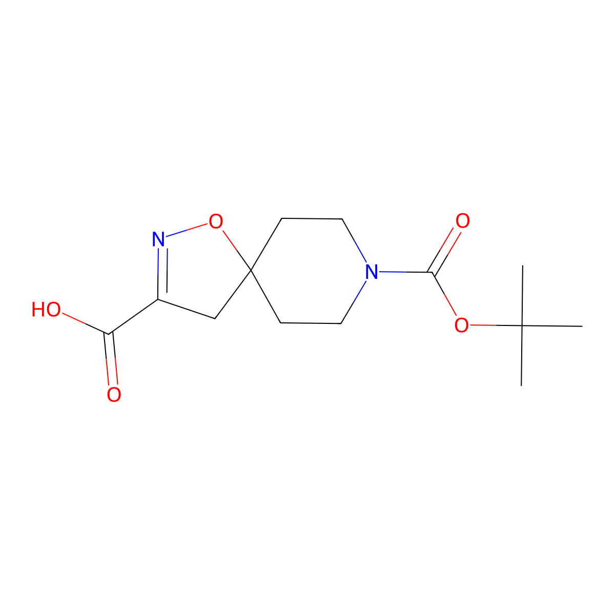 8-[(Tert-butoxy)carbonyl]-1-oxa-2,8-diazaspiro[4.5]dec-2-ene-3-carboxylic acid molecular structure, CAS 479636-66-3