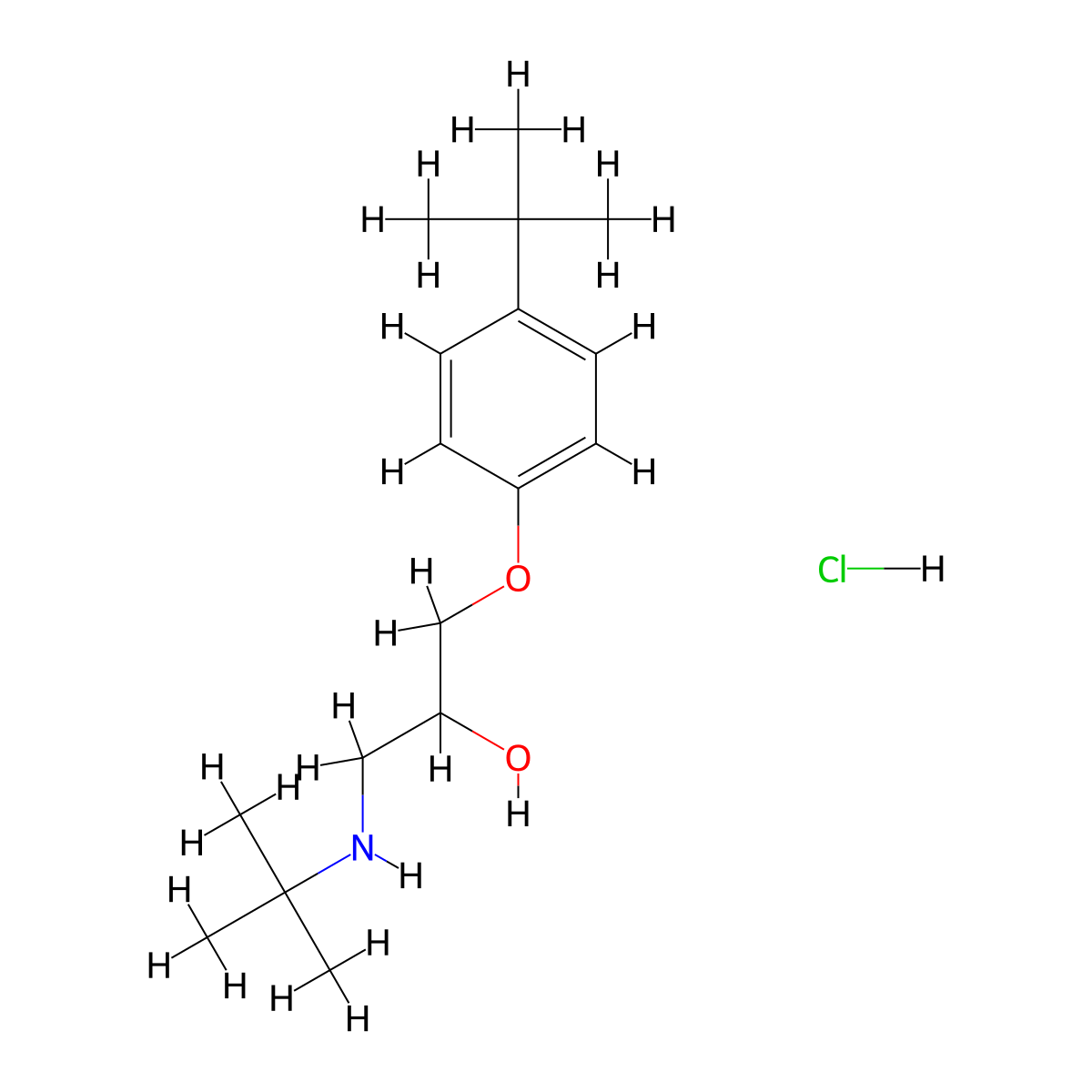 1-(tert-butylamino)-3-(4-tert-butylphenoxy)propan-2-ol Hydrochloride molecular structure, CAS 479674-40-3