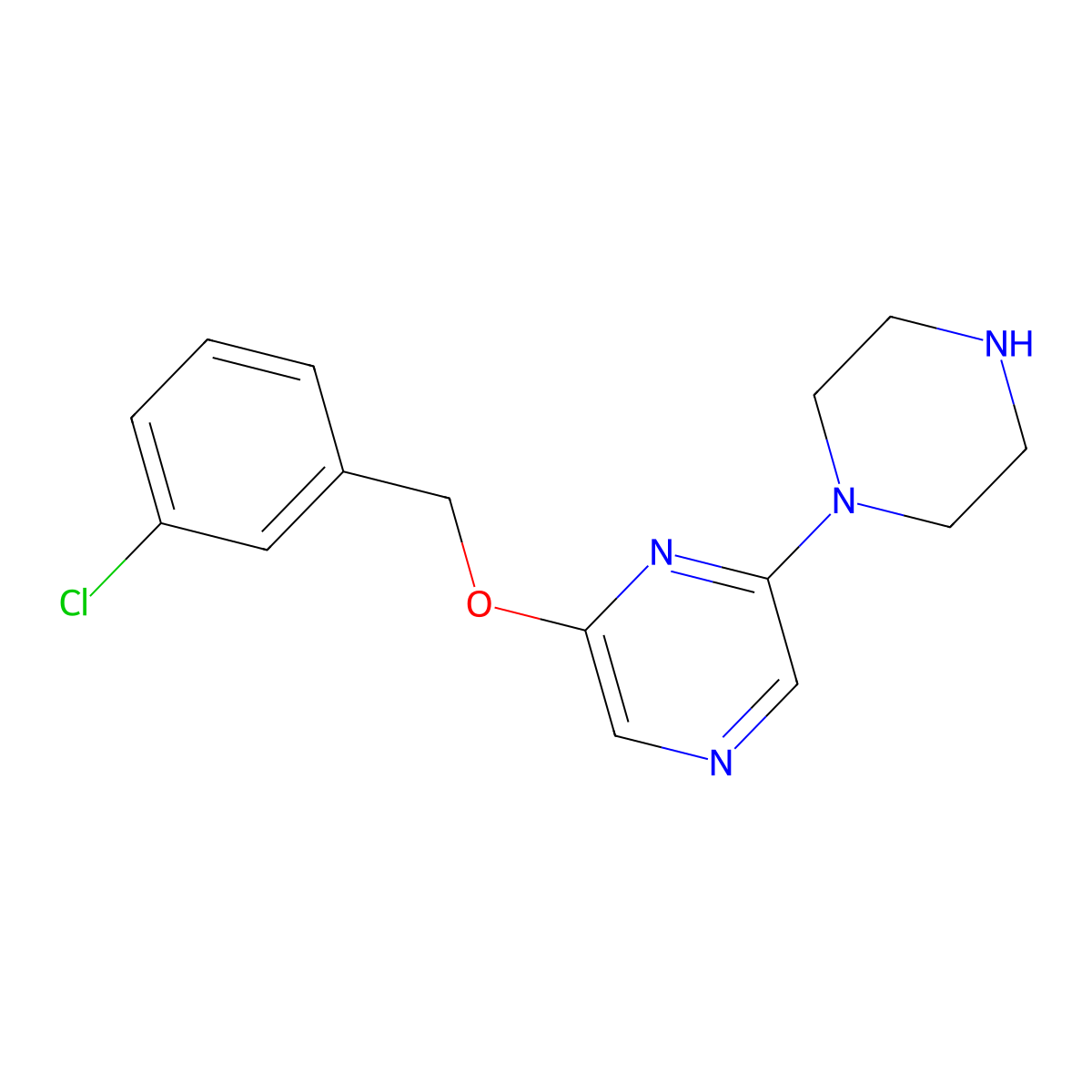 2-(3-Chlorobenzyloxy)-6-(piperazin-1-yl)pyrazine molecular structure, CAS 479683-64-2