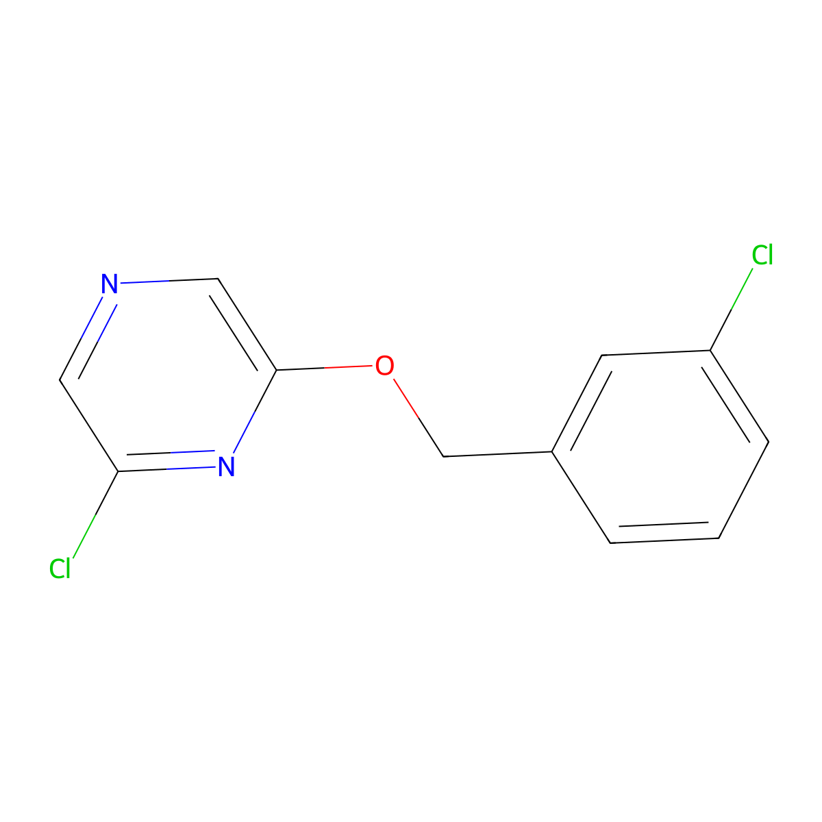 2-Chloro-6-((3-chlorobenzyl)oxy)pyrazine molecular structure, CAS 479685-04-6