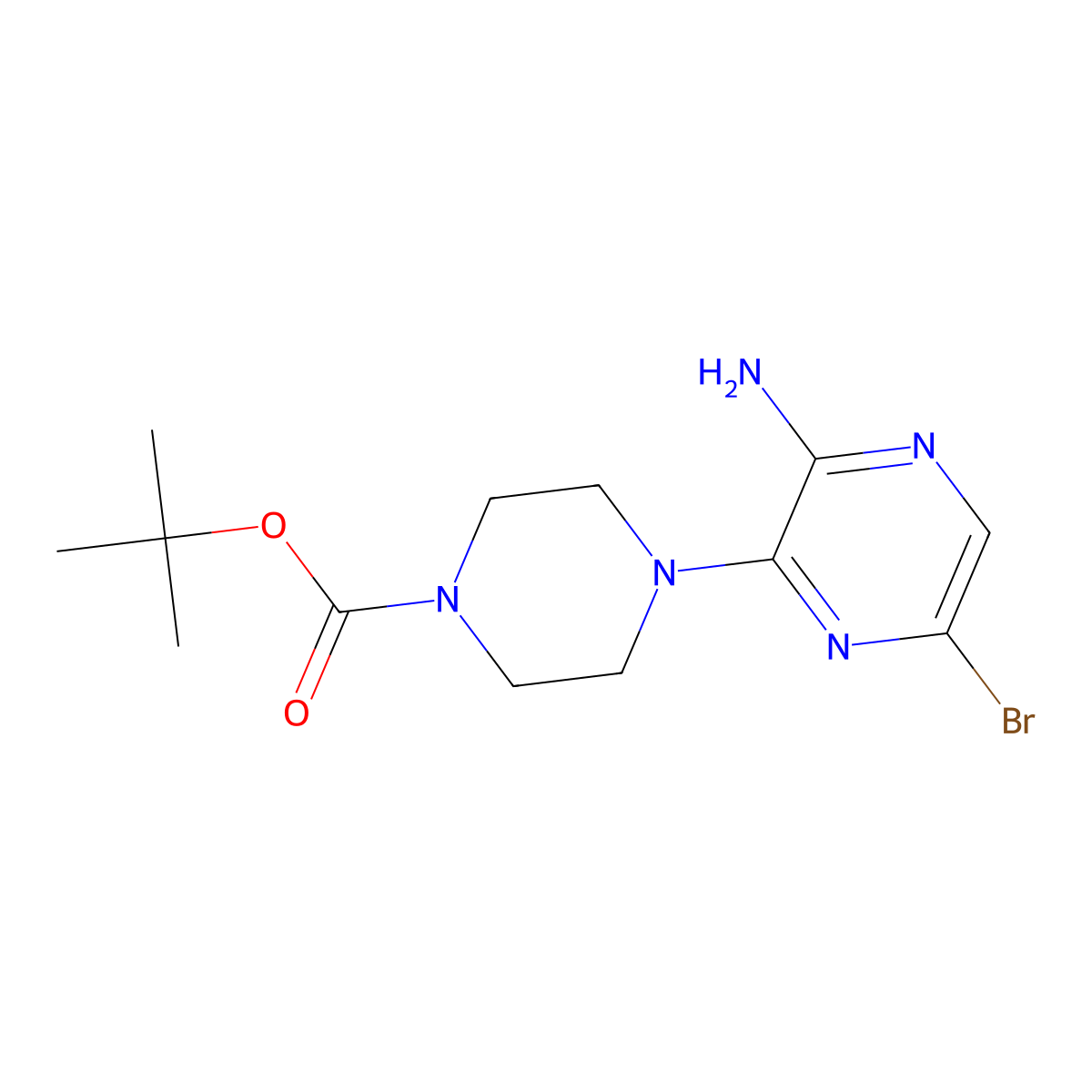 1-Boc-4-(3-amino-6-bromopyrazin-2-YL)piperazine molecular structure, CAS 479685-13-7