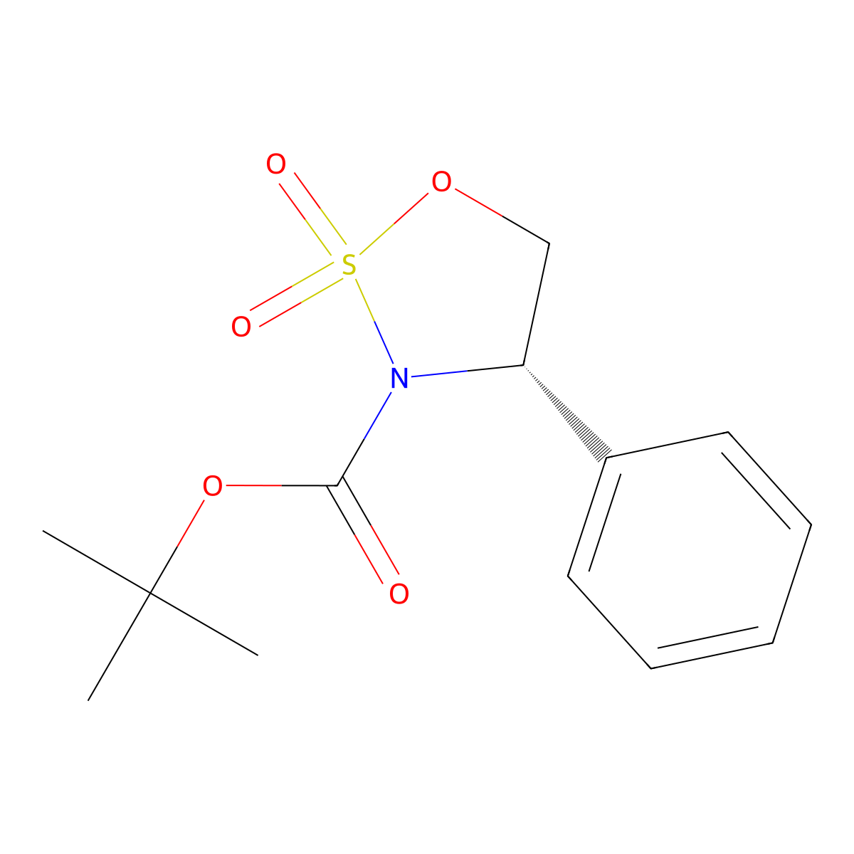 tert-butyl (4S)-2,2-dioxo-4-phenyl-1,2lambda6,3-oxathiazolidine-3-carboxylate molecular structure, CAS 479687-23-5