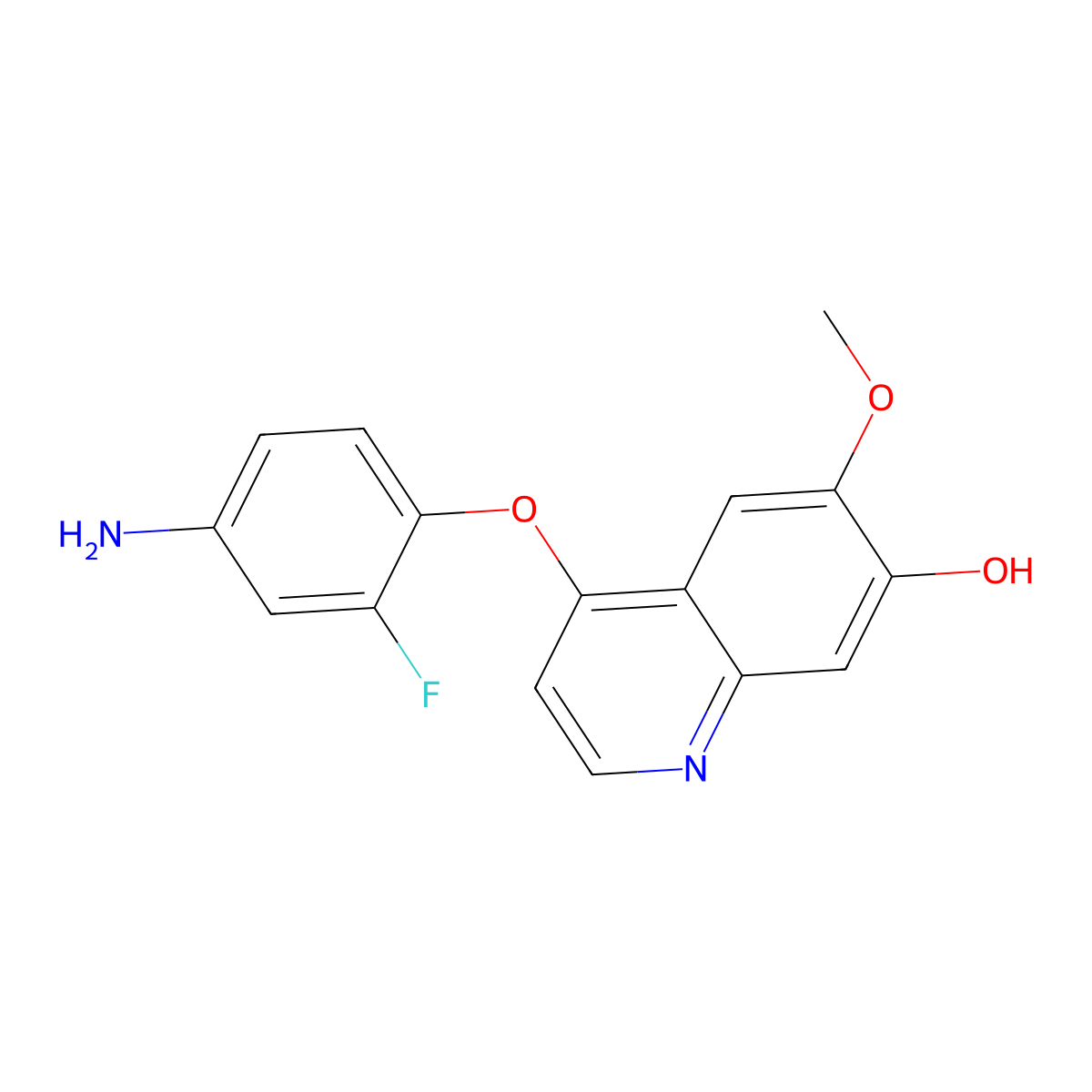 4-(4-Amino-2-fluorophenoxy)-6-methoxyquinolin-7-ol molecular structure, CAS 479690-24-9