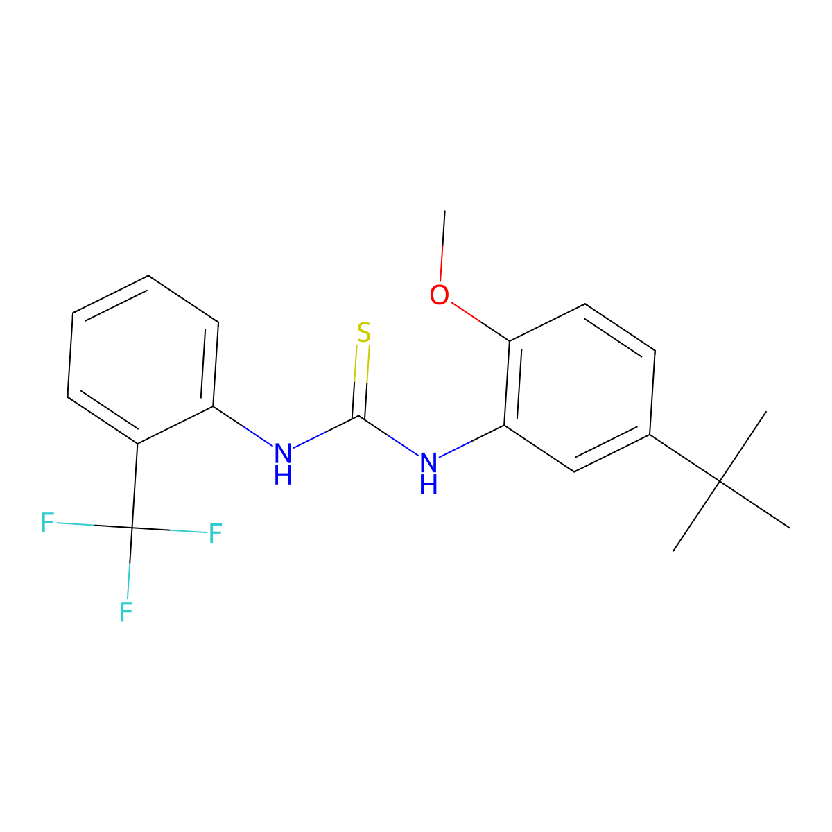 1-(5-Tert-butyl-2-methoxyphenyl)-3-[2-(trifluoromethyl)phenyl]thiourea molecular structure, CAS 479694-36-5