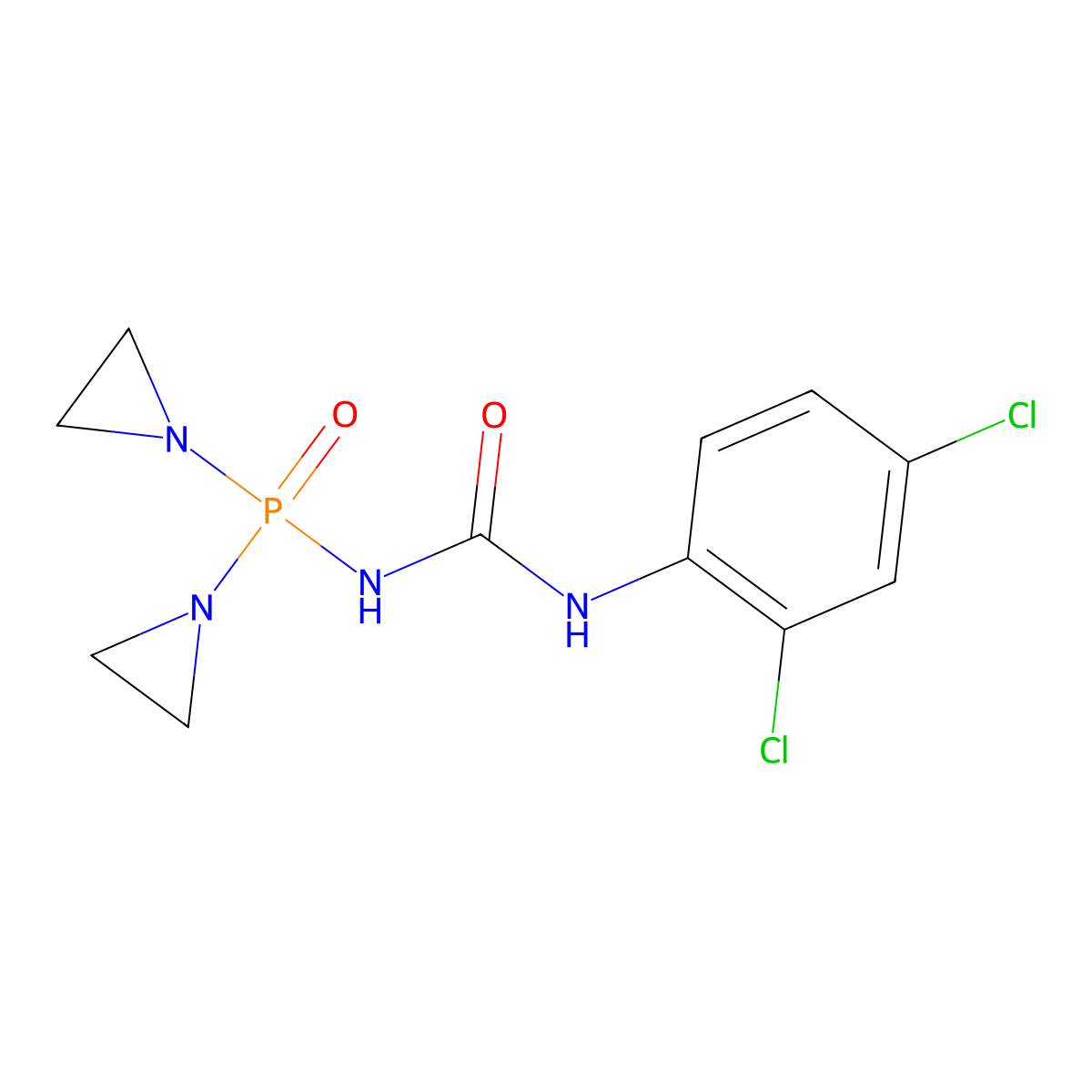 Urea, N-(bis(1-aziridinyl)phosphinyl)-N'-(2,4-dichlorophenyl)- molecular structure, CAS 4797-24-4