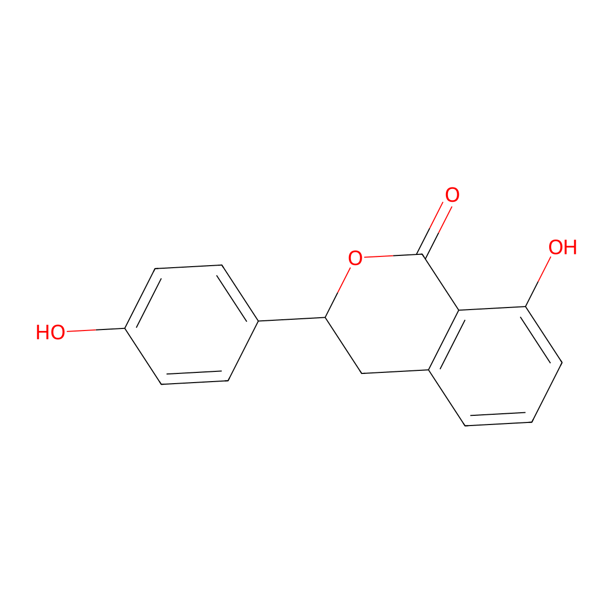 3,4-dihydro-8-hydroxy-3-(4-hydroxyphenyl)-1H-2-benzopyran-1-one molecular structure, CAS 480-47-7
